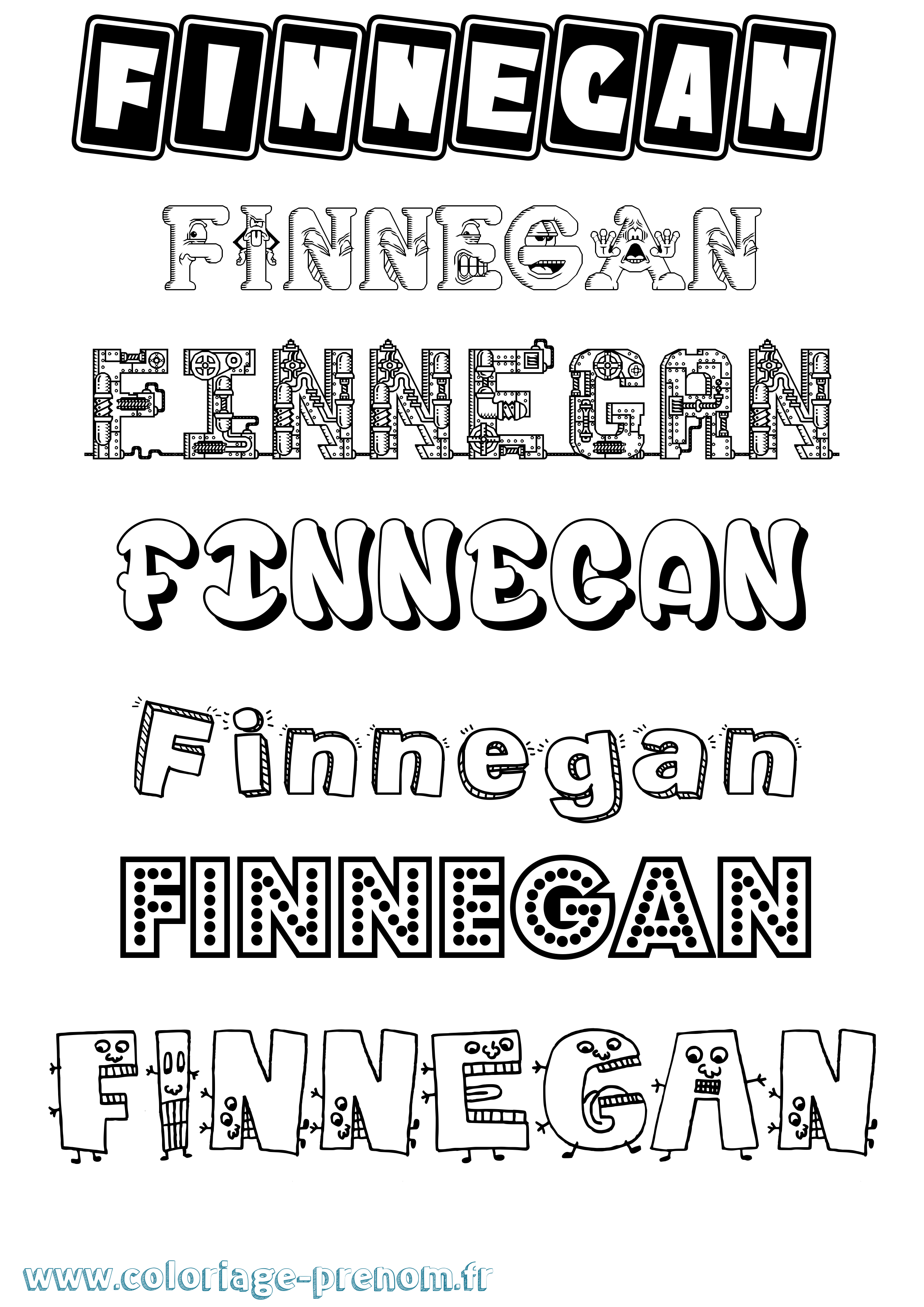 Coloriage Finnegan Fun Coloriage prénom Finnegan Fun