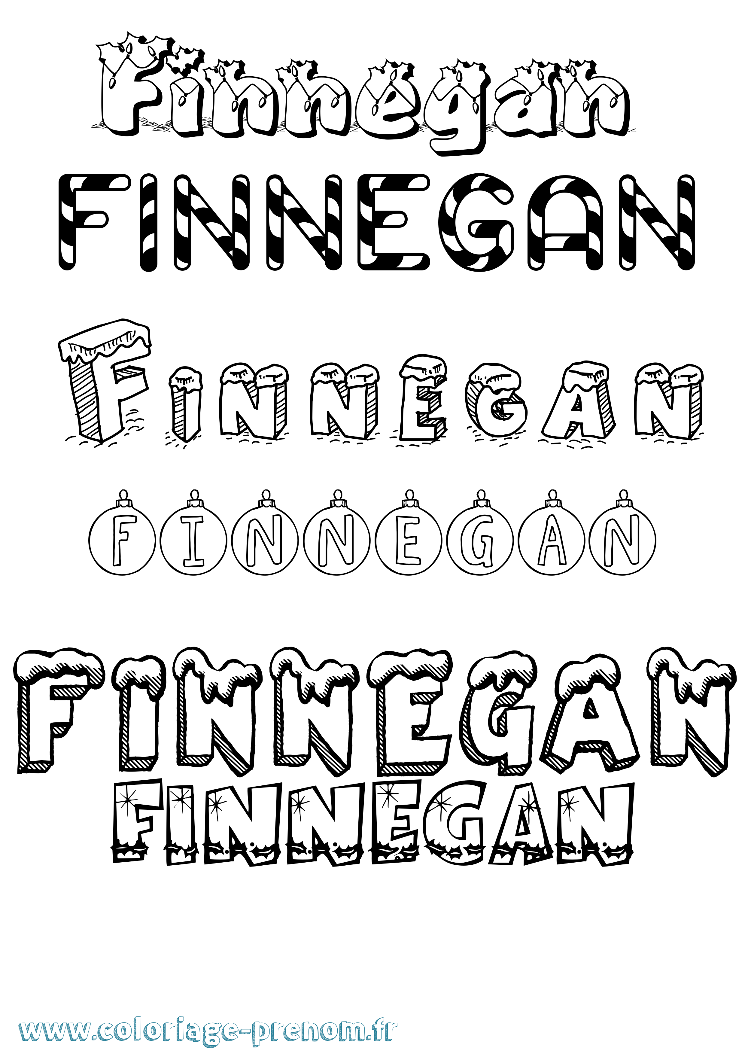 Coloriage Finnegan Noël Coloriage prénom Finnegan Noël
