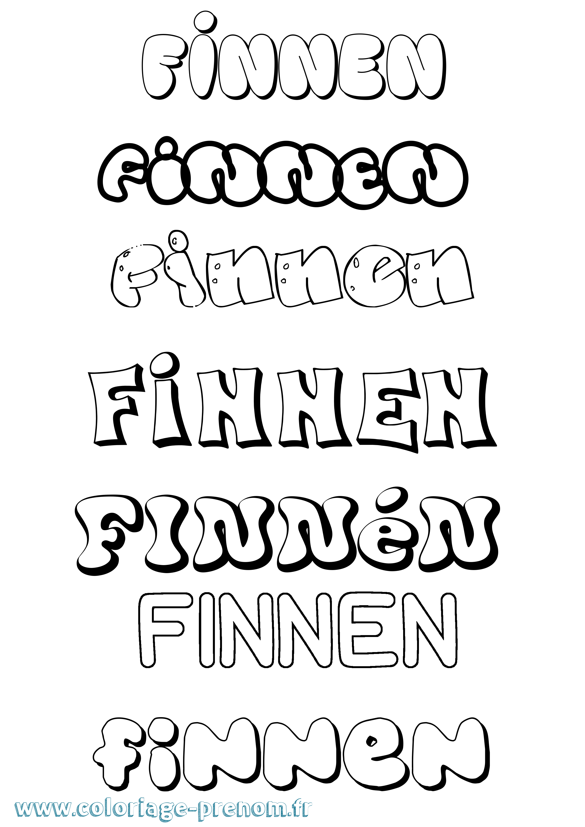 Coloriage Finnén Bubble Coloriage prénom Finnén Bubble