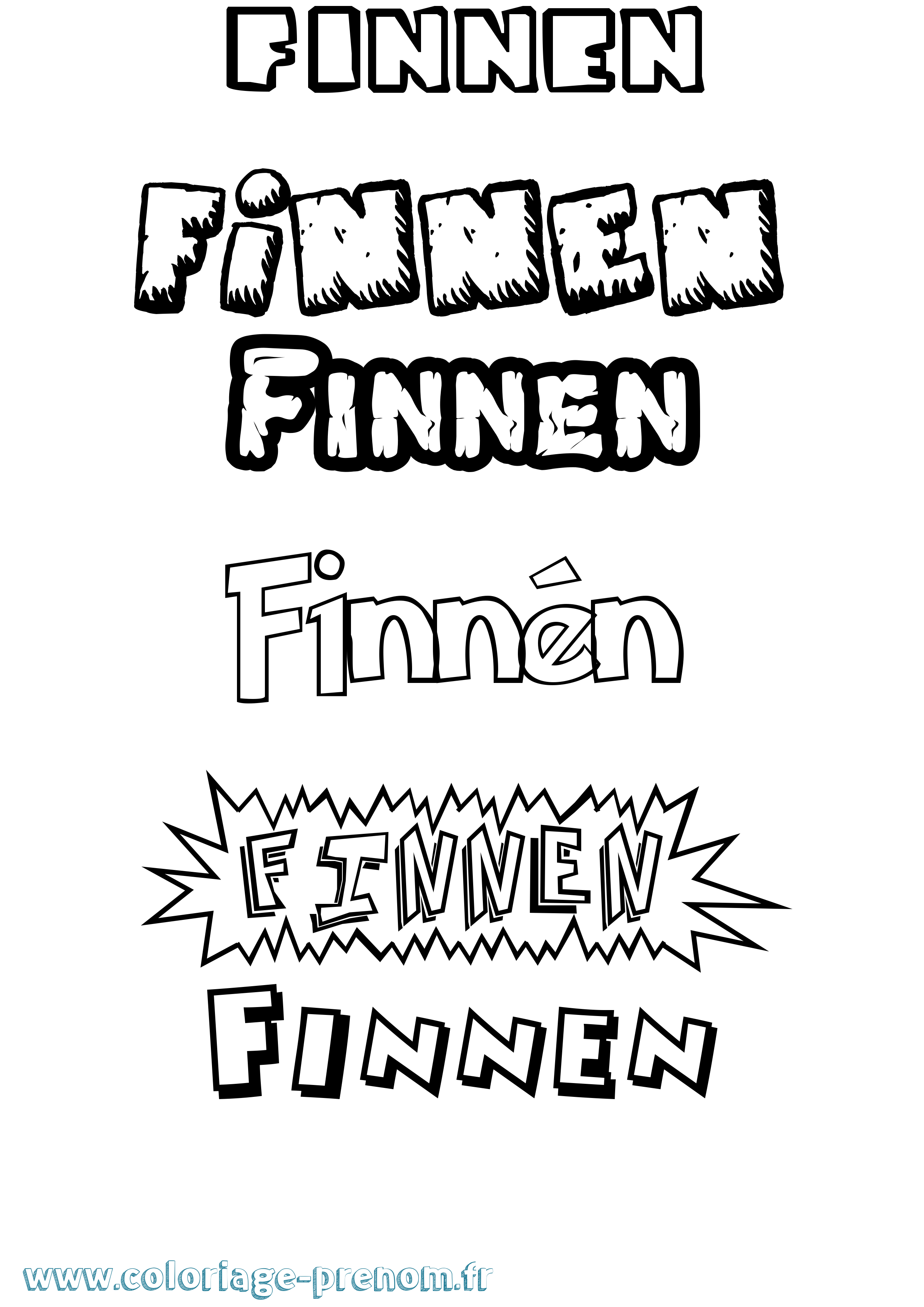 Coloriage Finnén Dessin Animé Coloriage prénom Finnén Dessin Animé