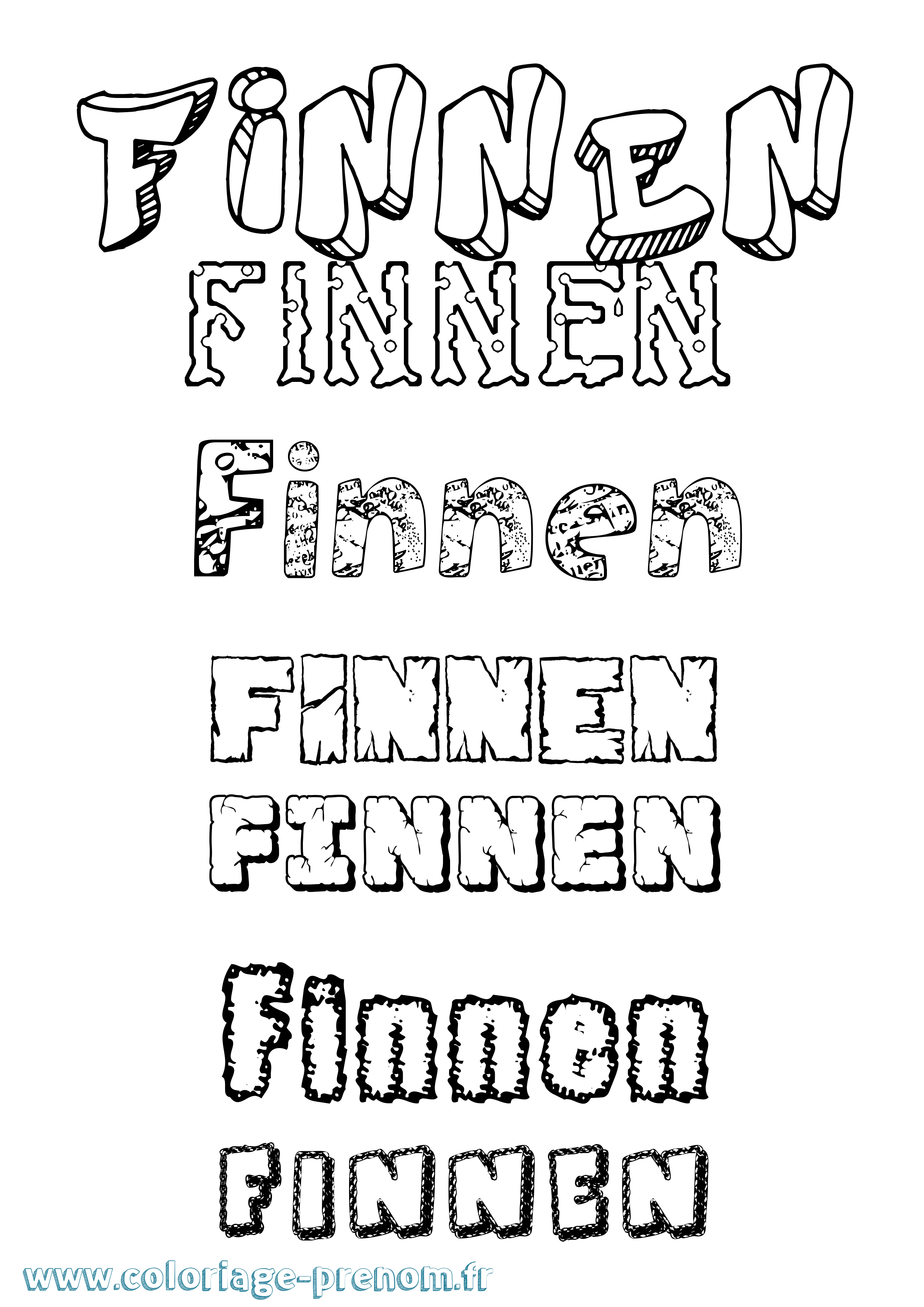Coloriage Finnén Destructuré Coloriage prénom Finnén Destructuré