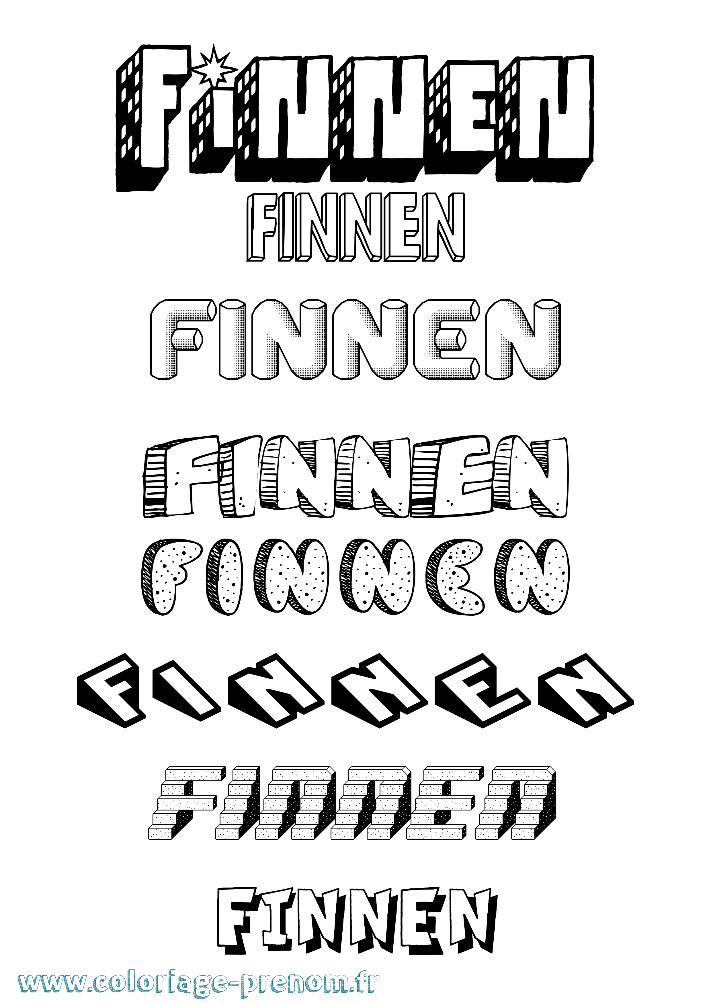 Coloriage Finnén Effet 3D Coloriage prénom Finnén Effet 3D