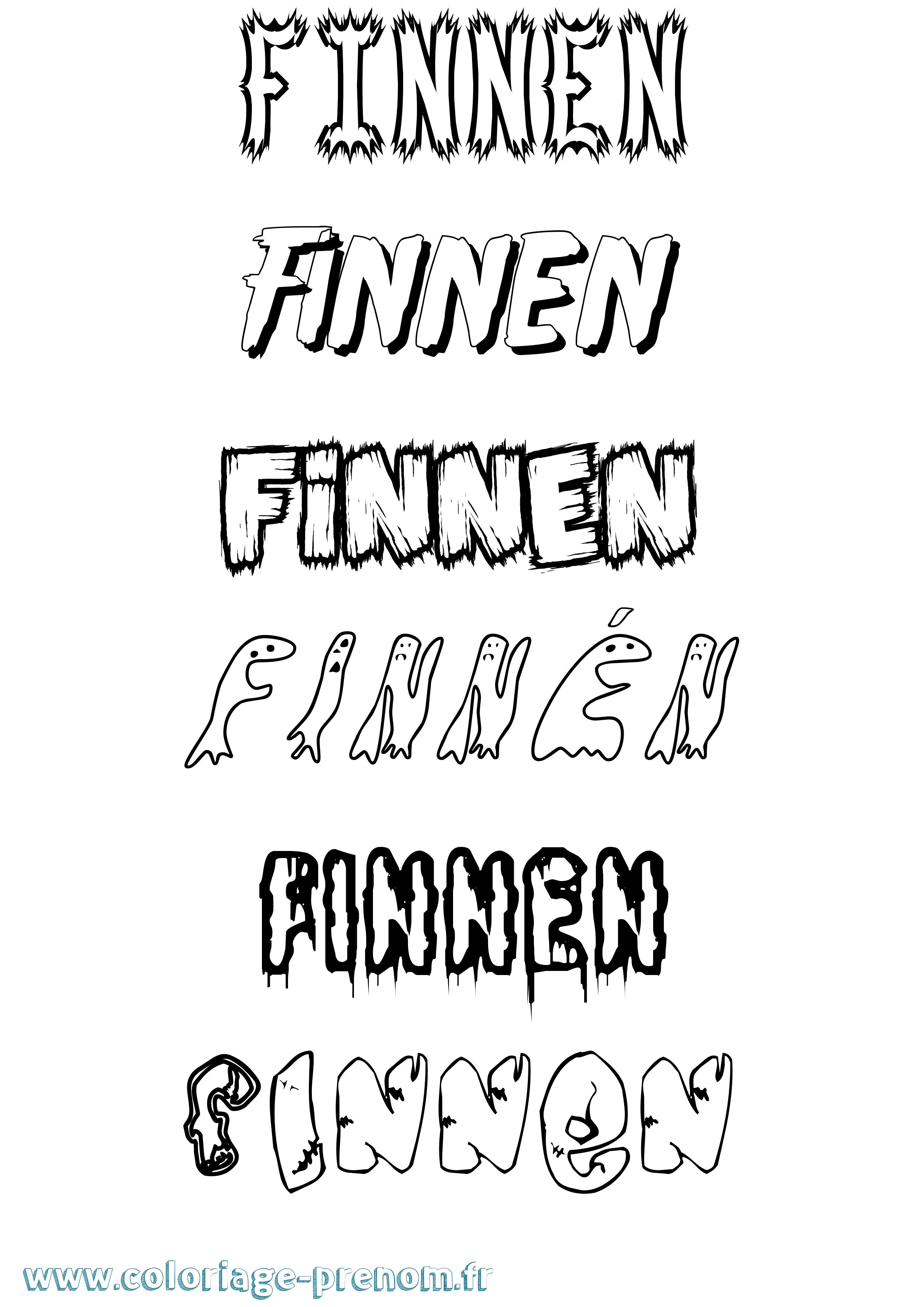 Coloriage Finnén Frisson Coloriage prénom Finnén Frisson