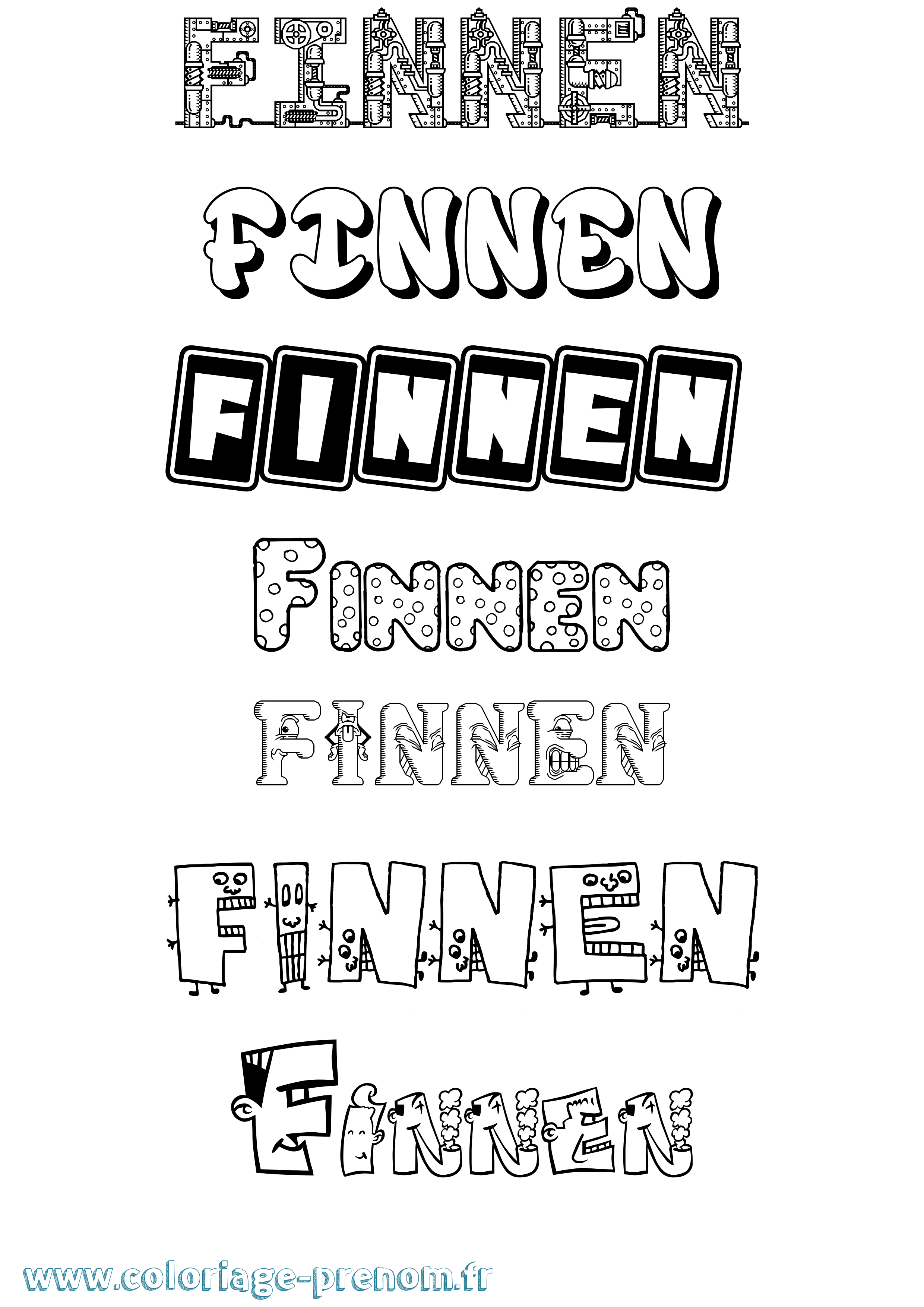 Coloriage Finnén Fun Coloriage prénom Finnén Fun