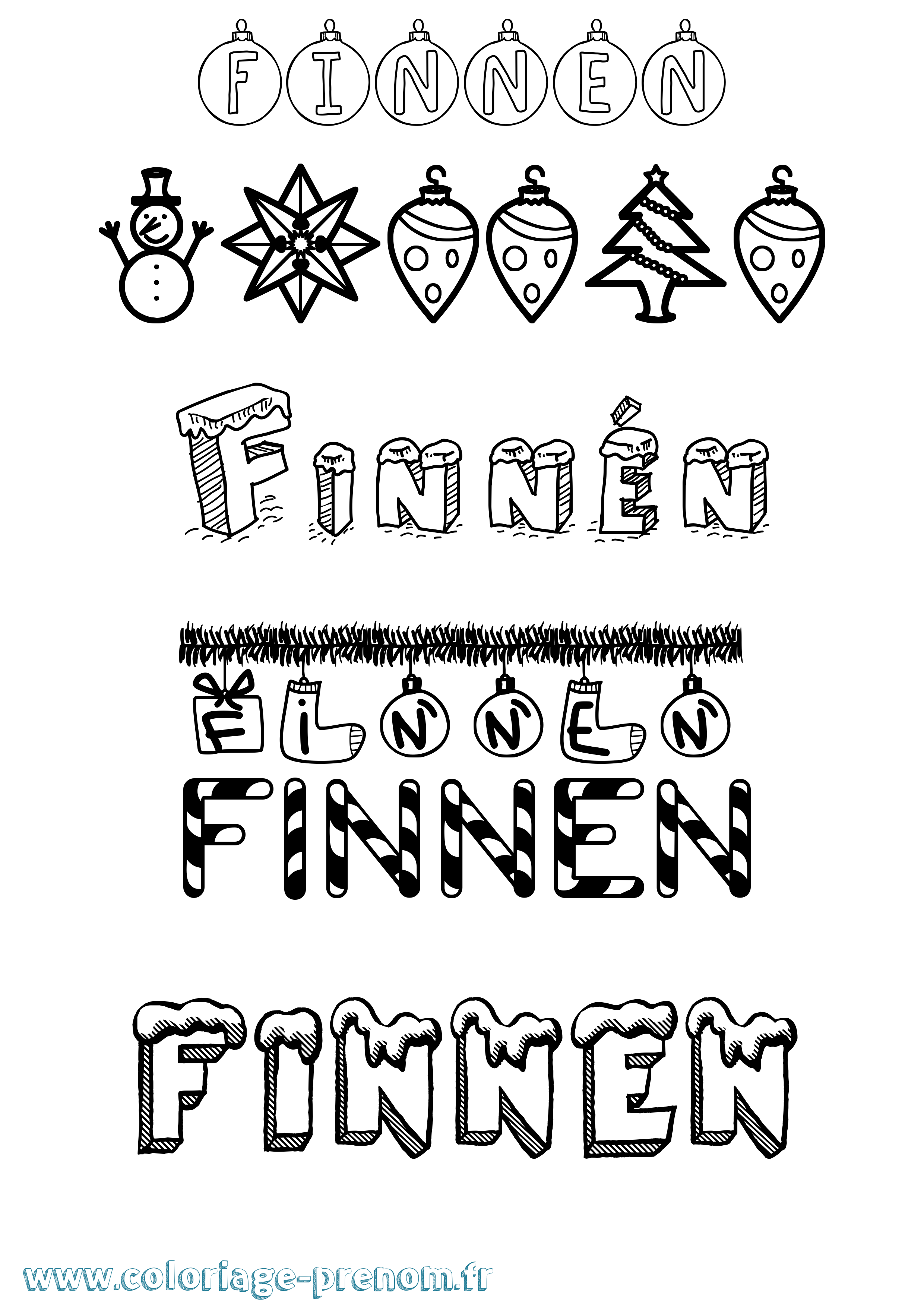 Coloriage Finnén Noël Coloriage prénom Finnén Noël