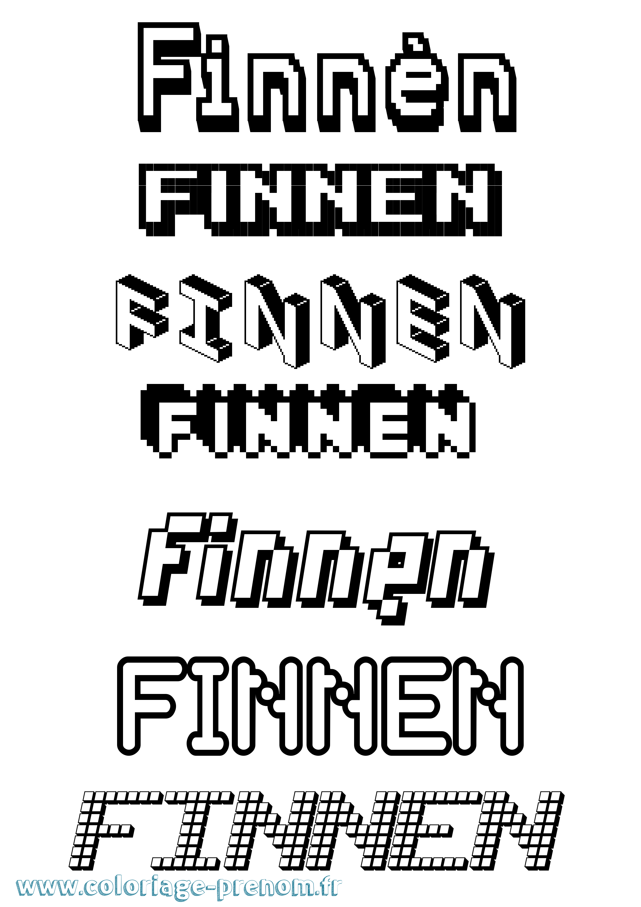Coloriage Finnén Pixel Coloriage prénom Finnén Pixel