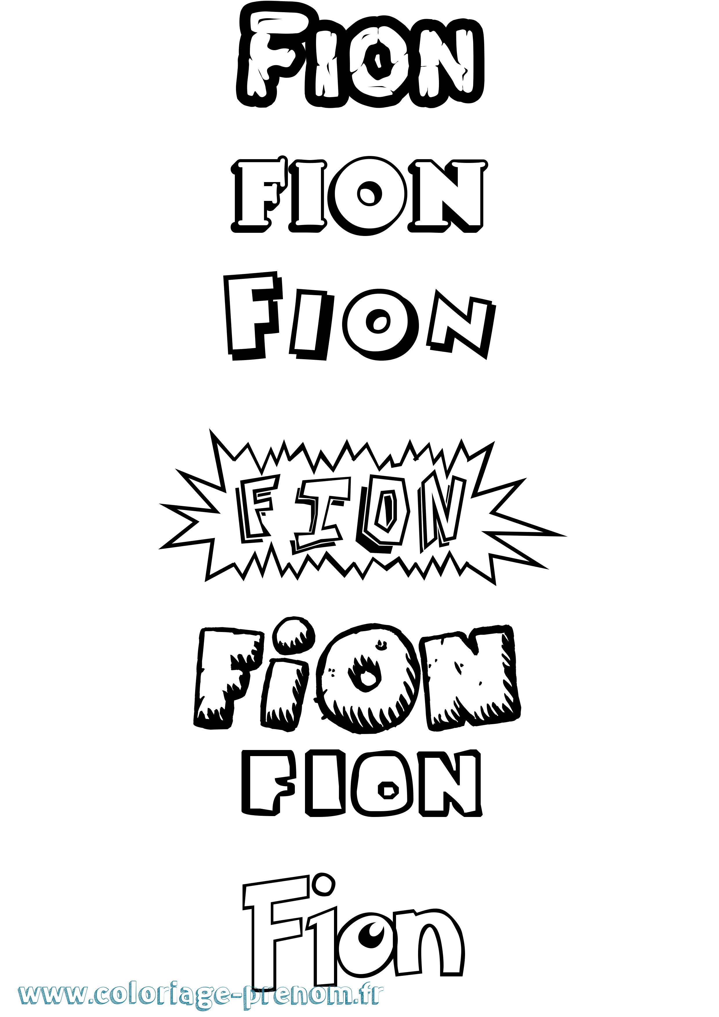 Coloriage Fion Dessin Animé Coloriage prénom Fion Dessin Animé
