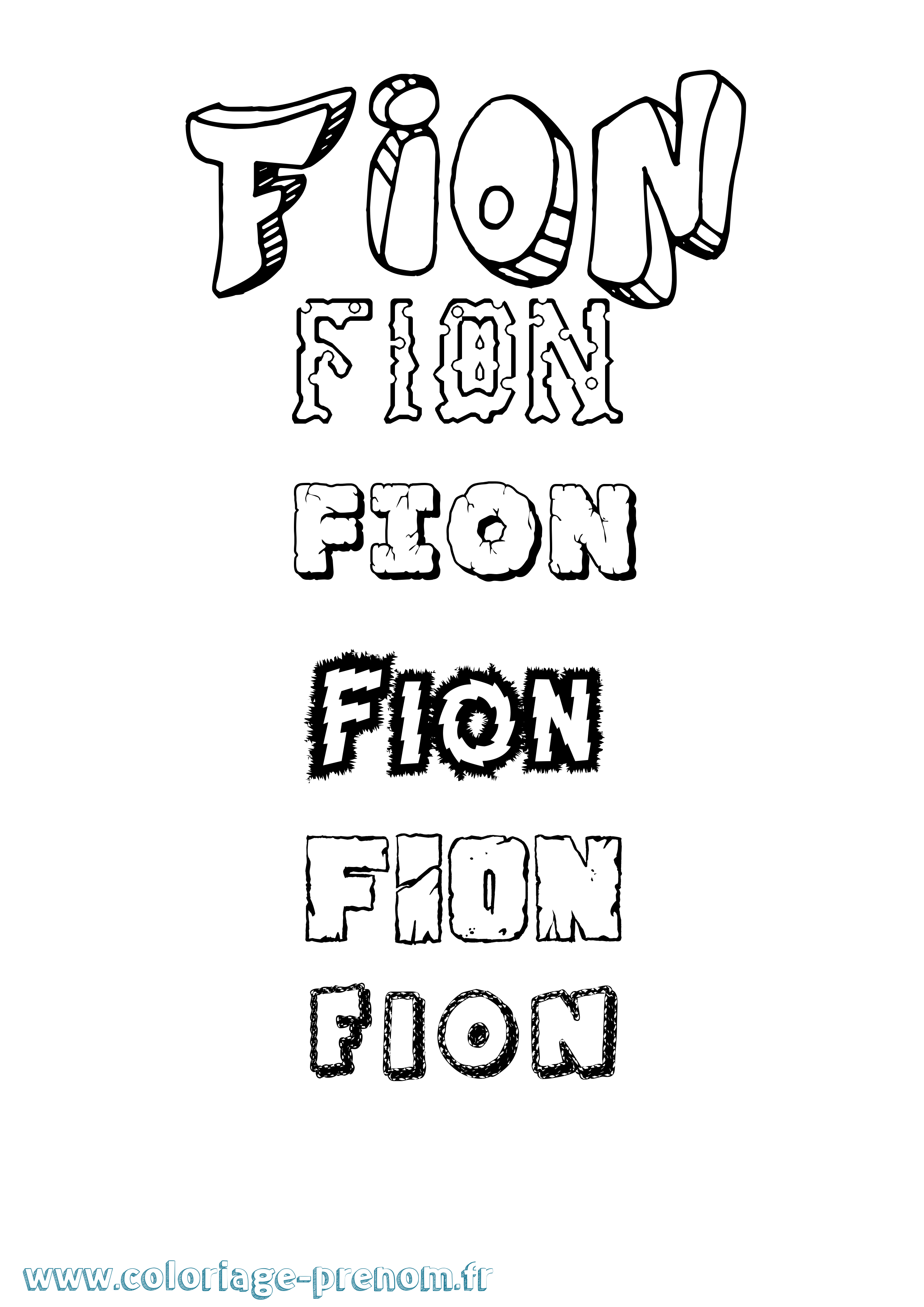 Coloriage Fion Destructuré Coloriage prénom Fion Destructuré