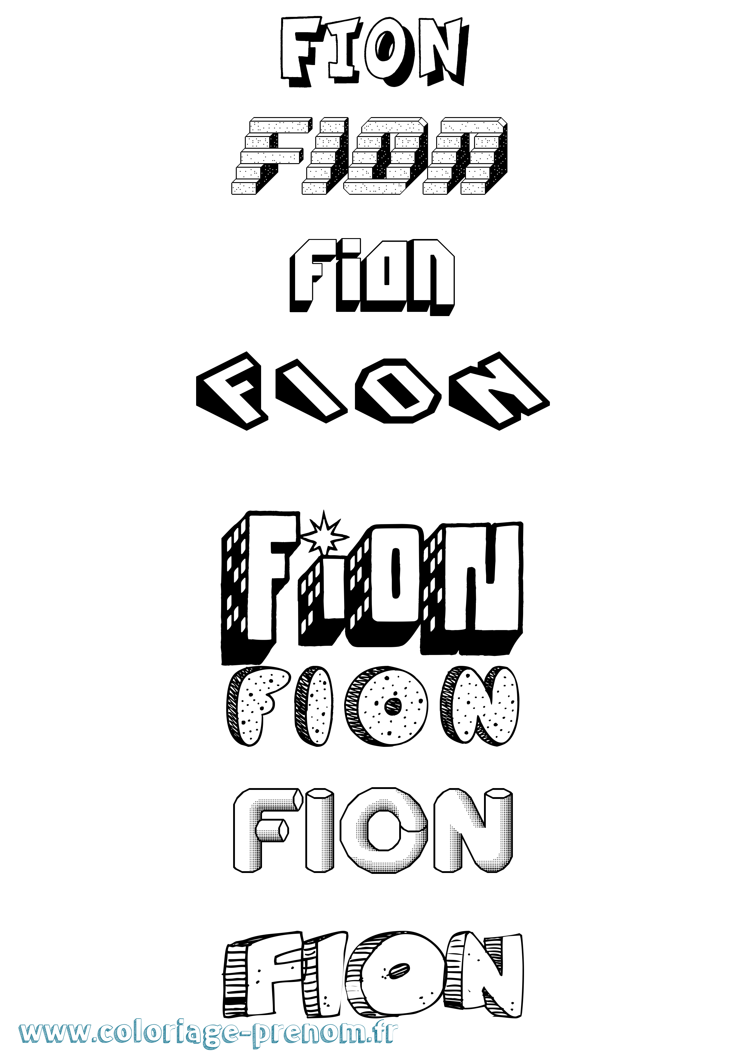 Coloriage Fion Effet 3D Coloriage prénom Fion Effet 3D