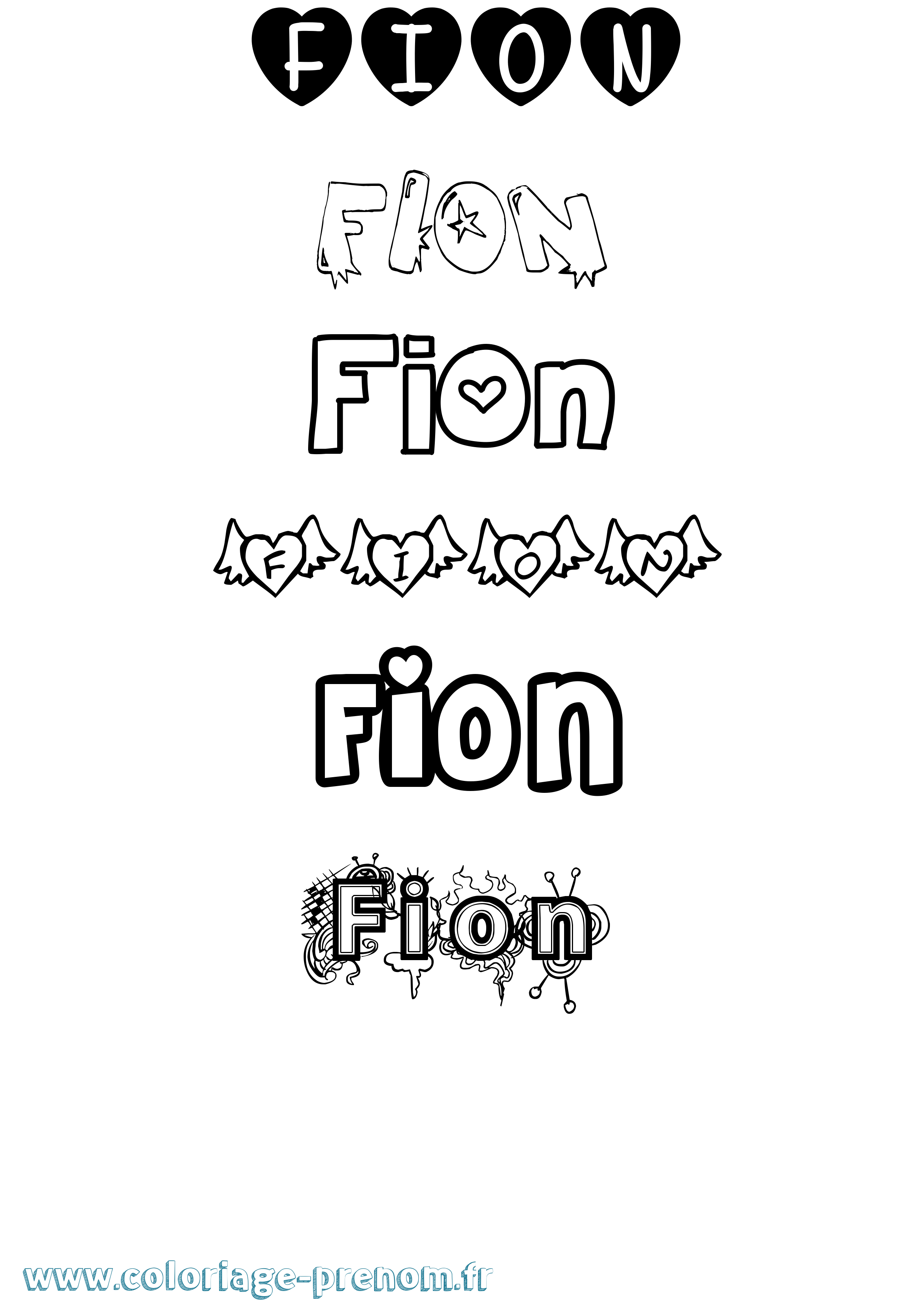 Coloriage Fion Girly Coloriage prénom Fion Girly