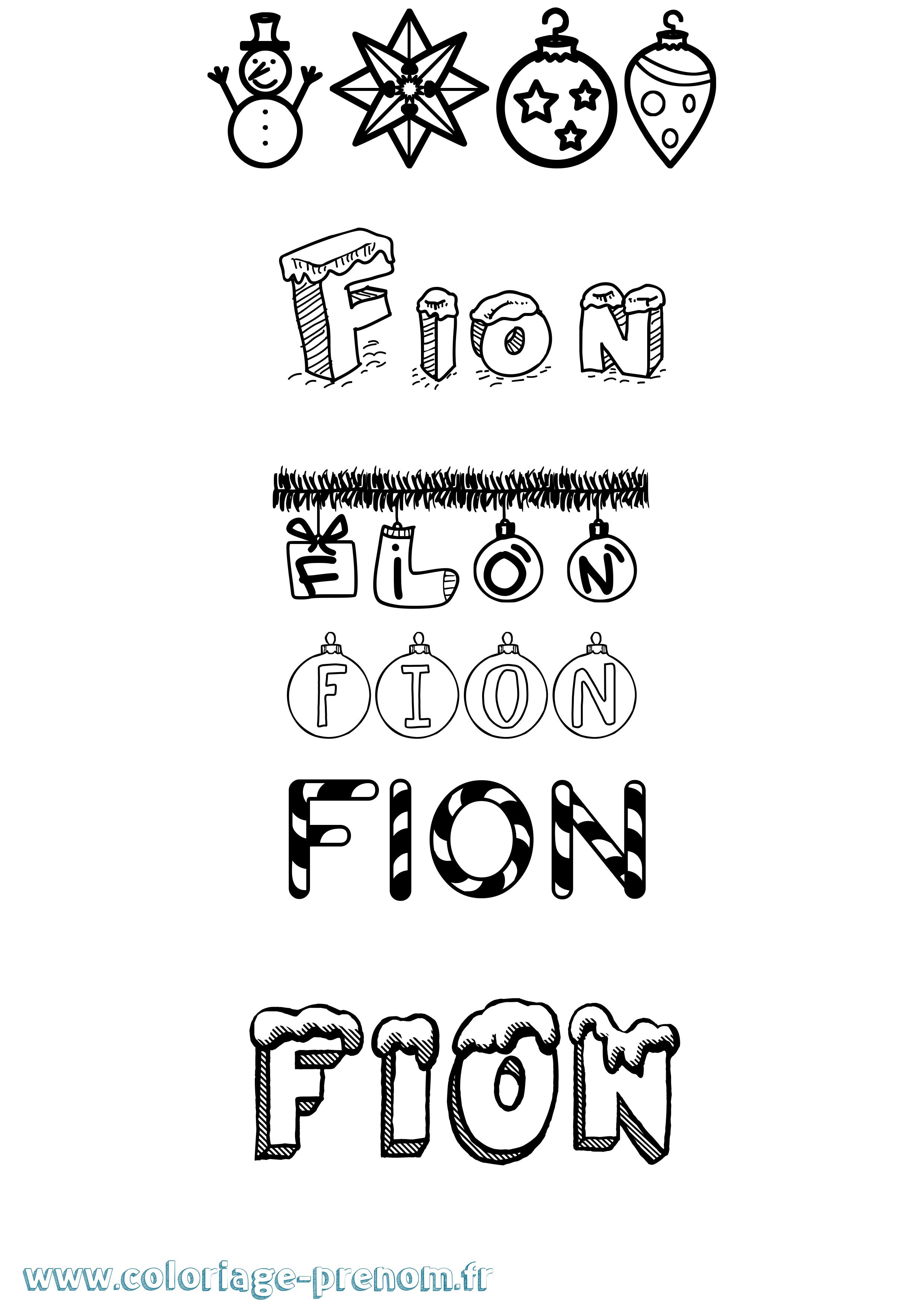 Coloriage Fion Noël Coloriage prénom Fion Noël