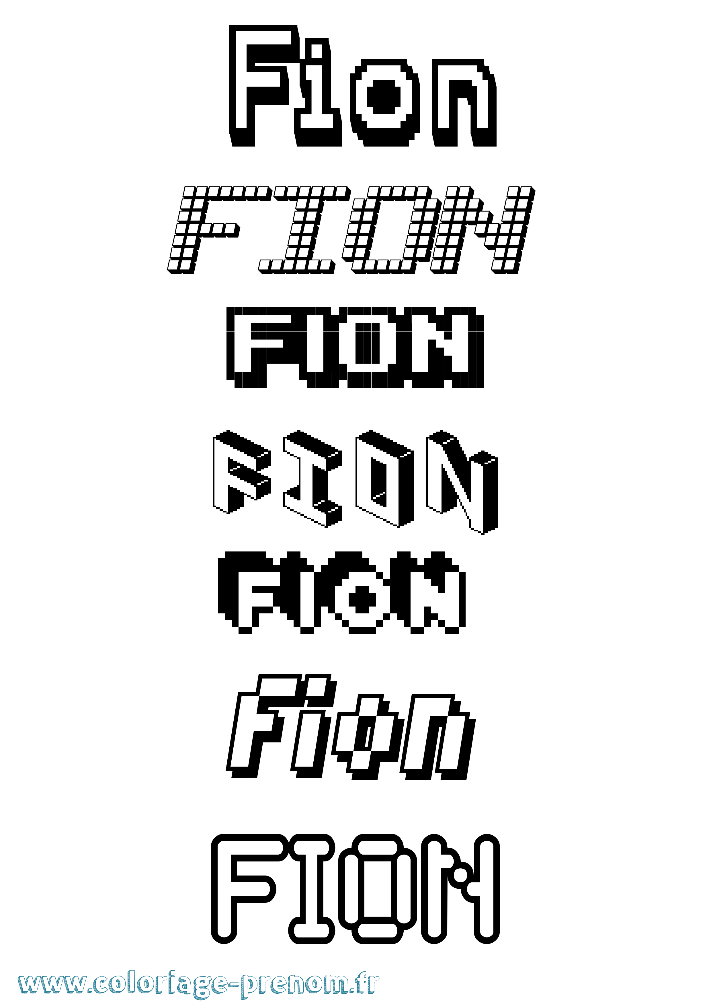 Coloriage Fion Pixel Coloriage prénom Fion Pixel