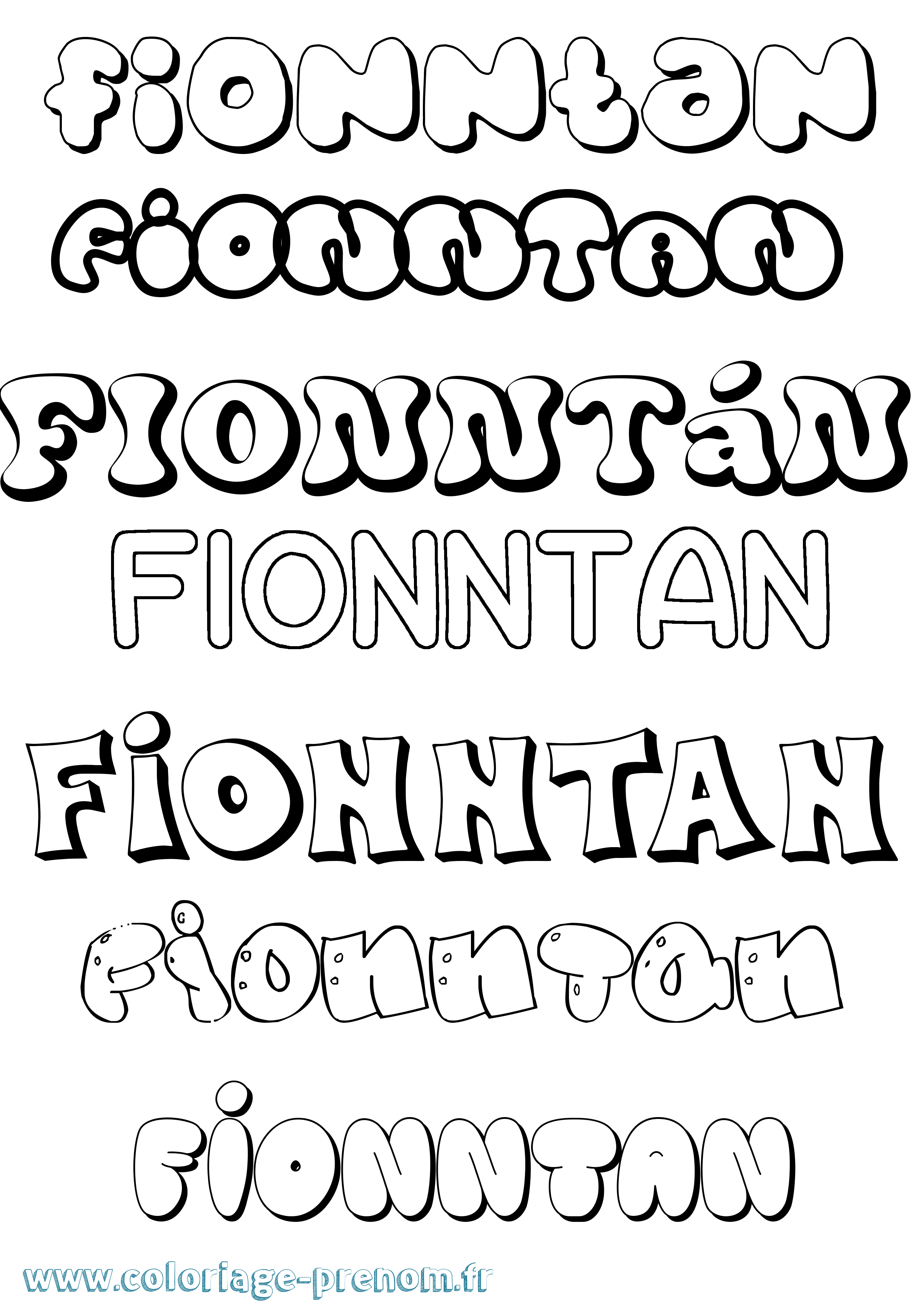 Coloriage Fionntán Bubble Coloriage prénom Fionntán Bubble