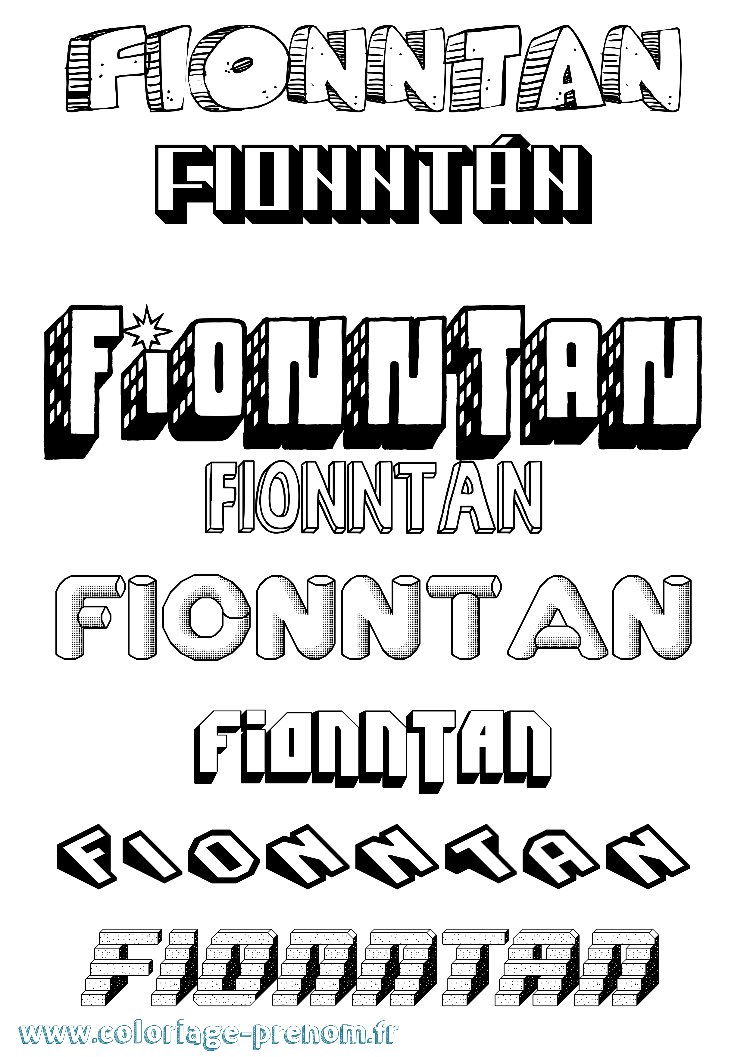 Coloriage Fionntán Effet 3D Coloriage prénom Fionntán Effet 3D