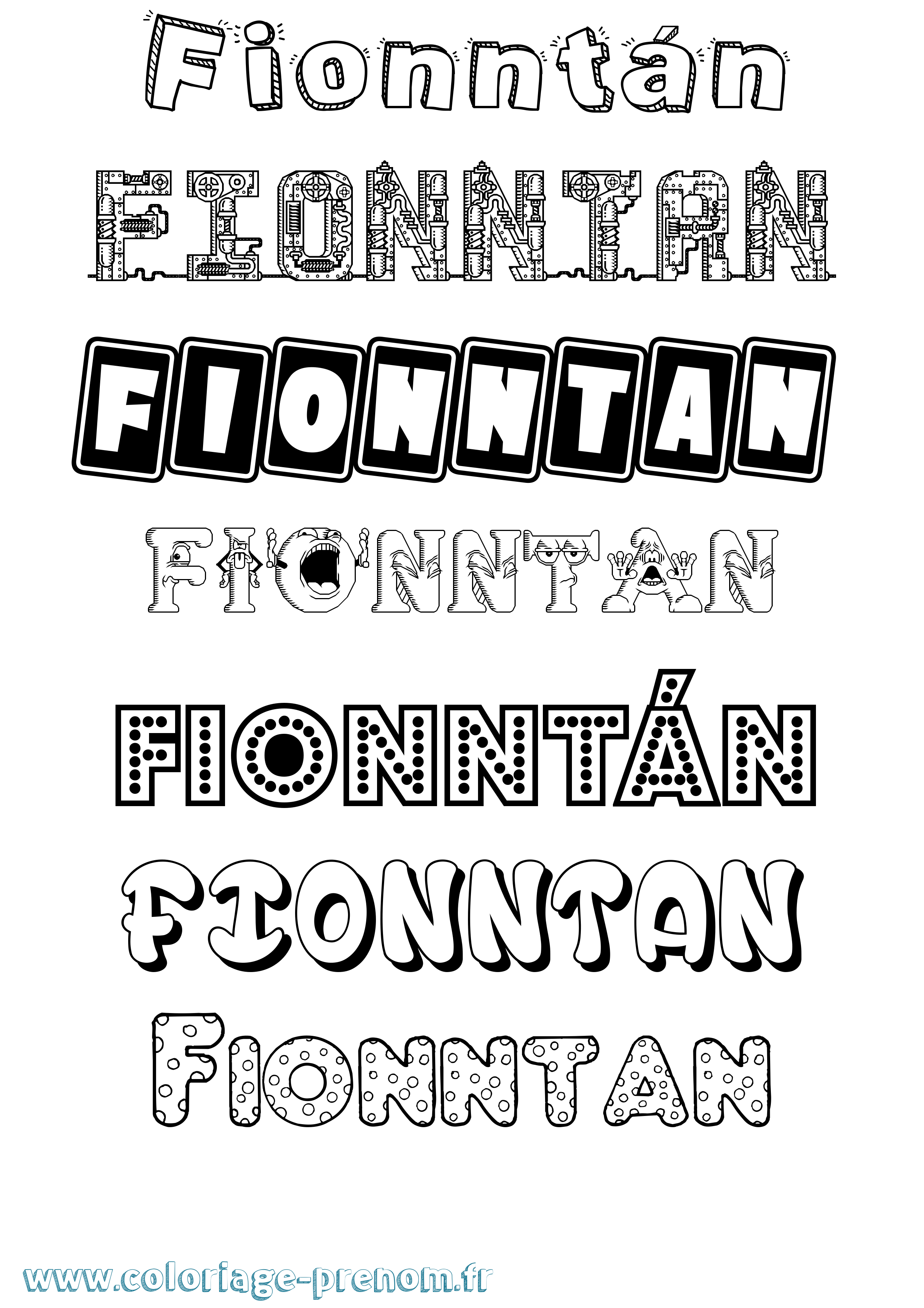 Coloriage Fionntán Fun Coloriage prénom Fionntán Fun