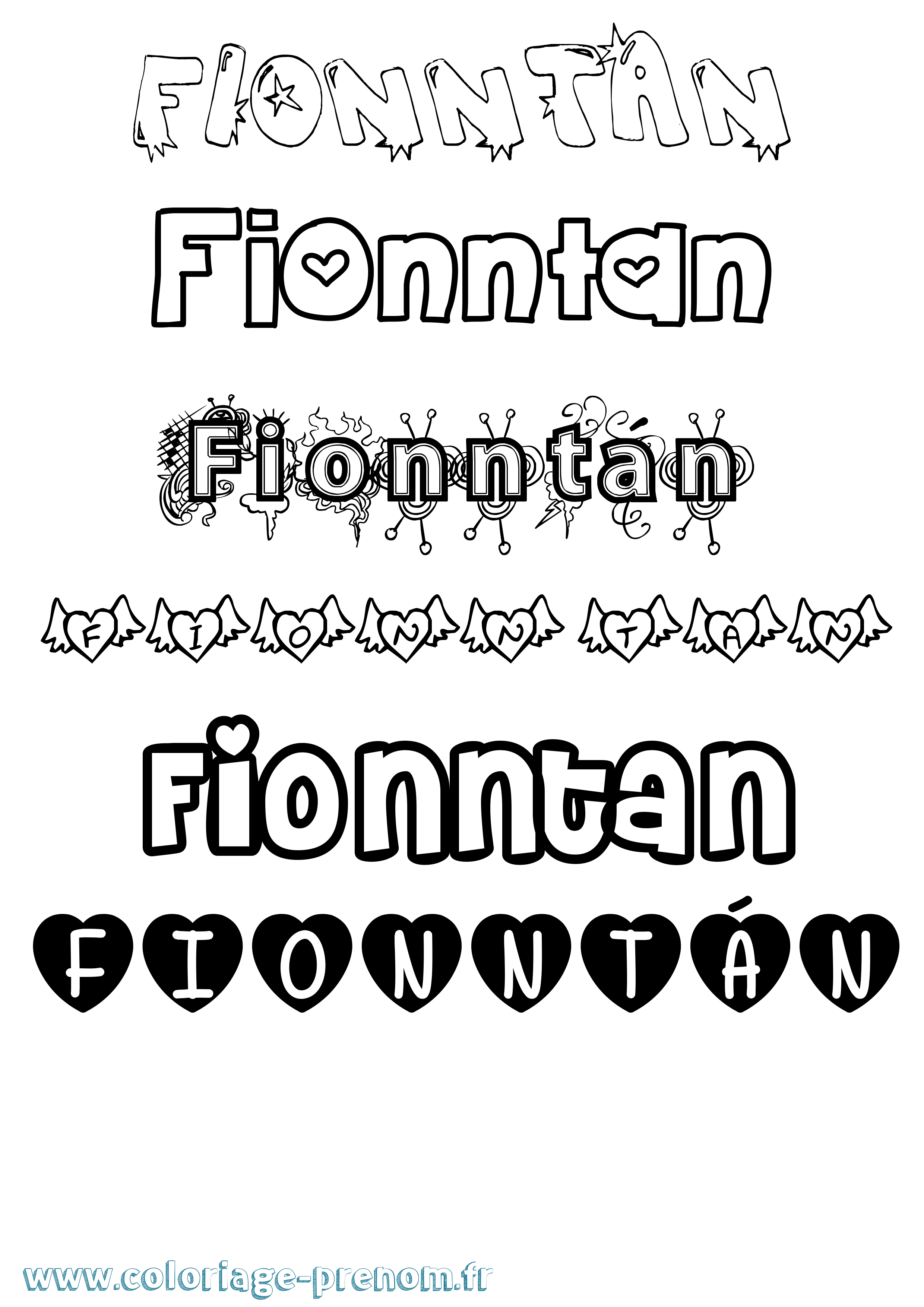 Coloriage Fionntán Girly Coloriage prénom Fionntán Girly