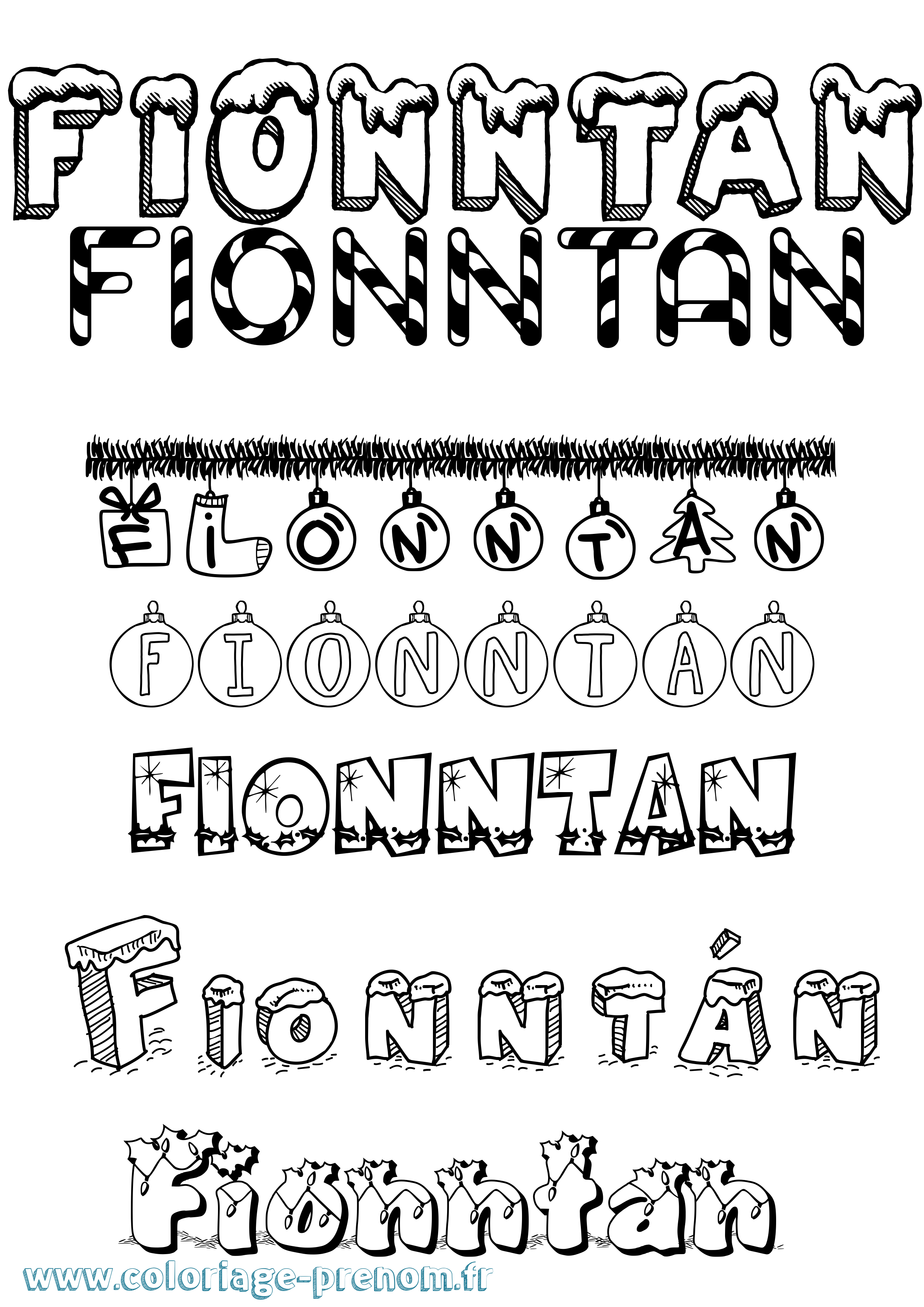 Coloriage Fionntán Noël Coloriage prénom Fionntán Noël