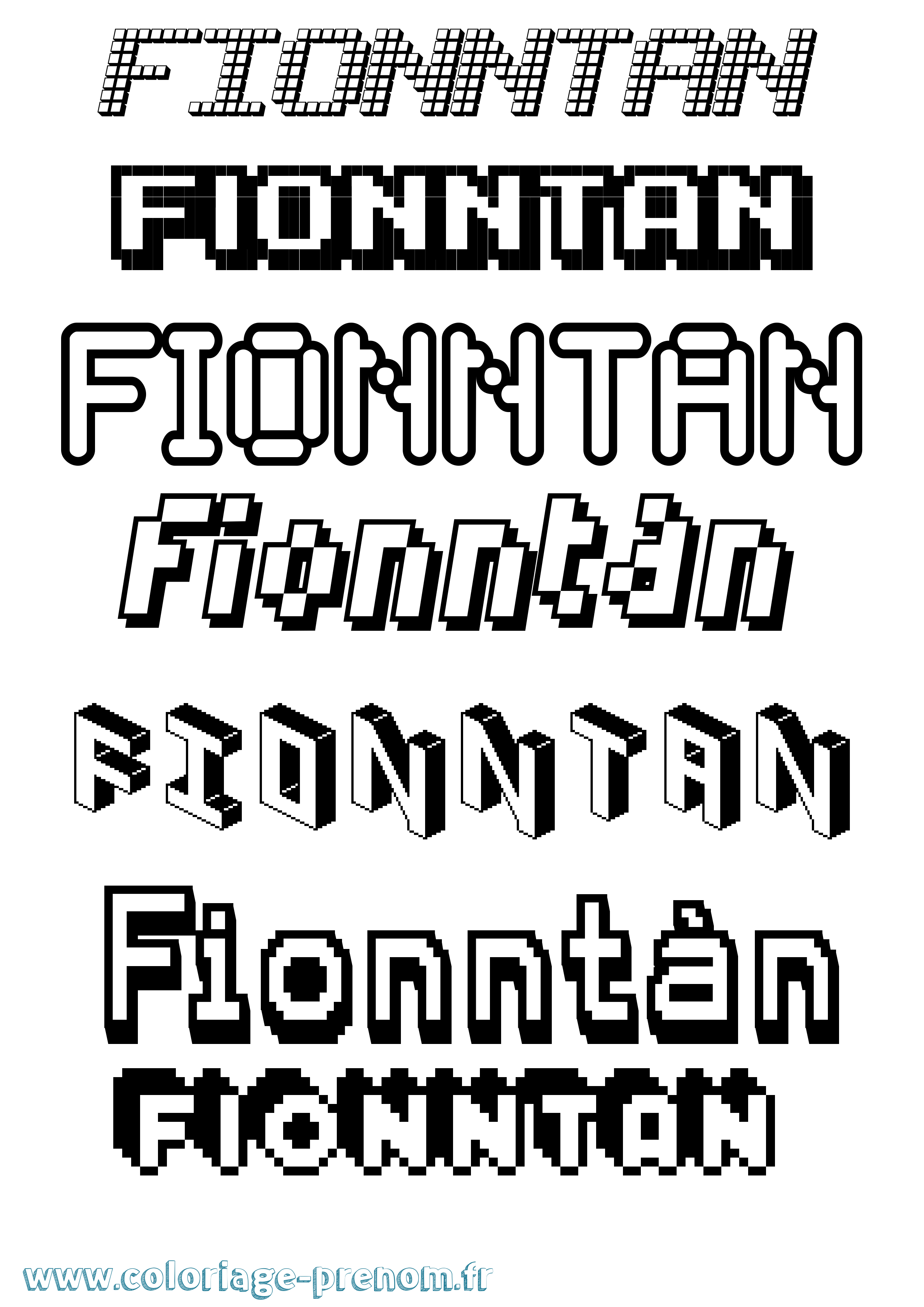 Coloriage Fionntán Pixel Coloriage prénom Fionntán Pixel