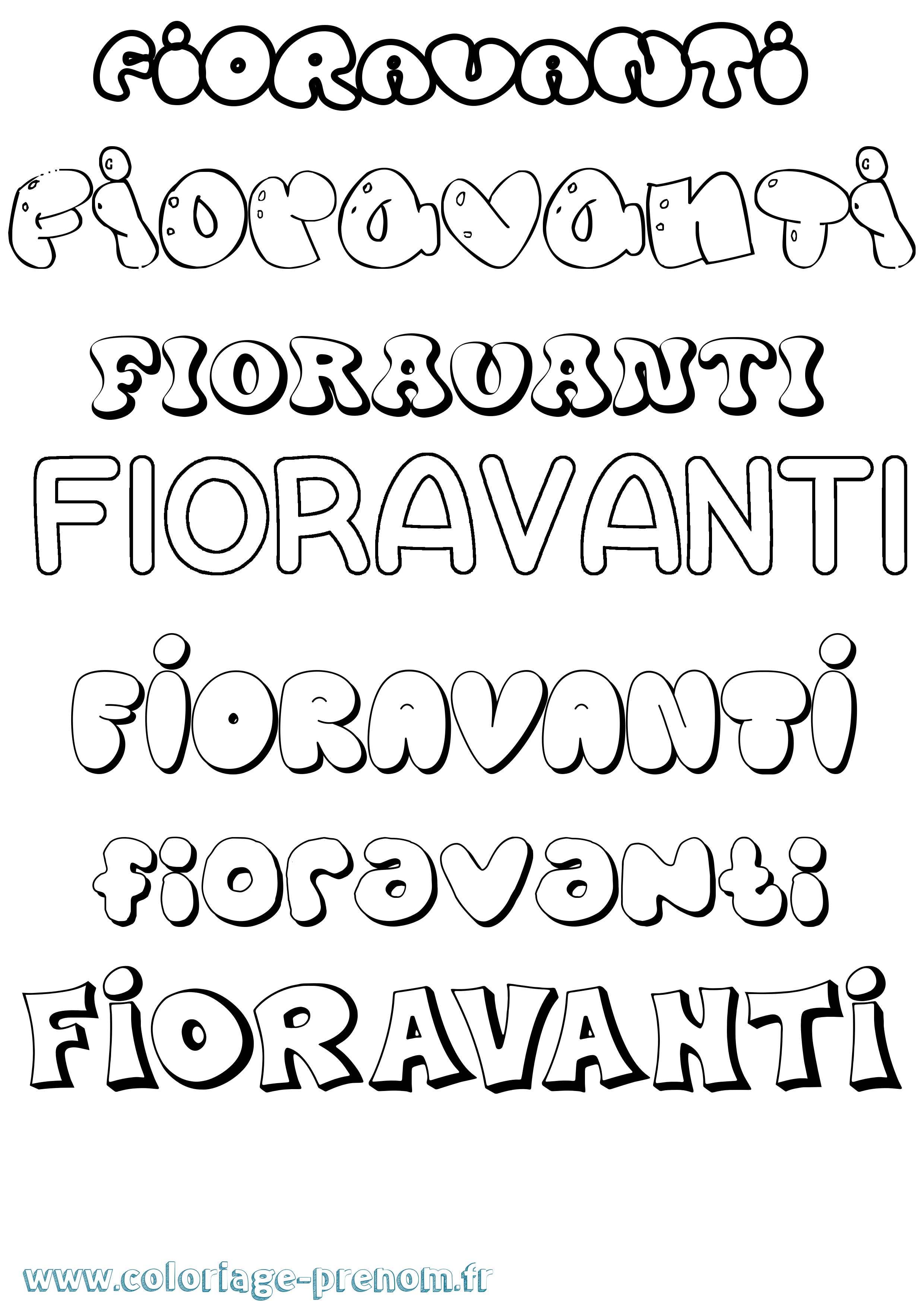 Coloriage Fioravanti Bubble Coloriage prénom Fioravanti Bubble