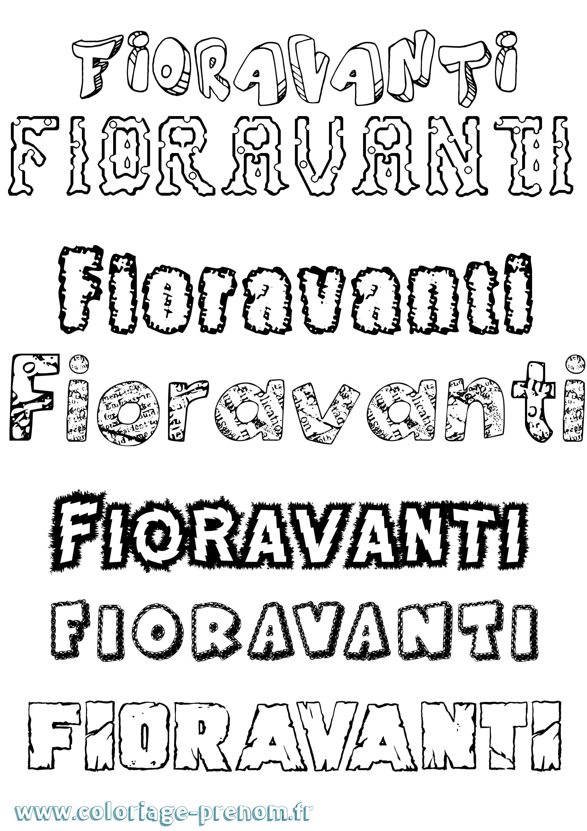 Coloriage Fioravanti Destructuré Coloriage prénom Fioravanti Destructuré
