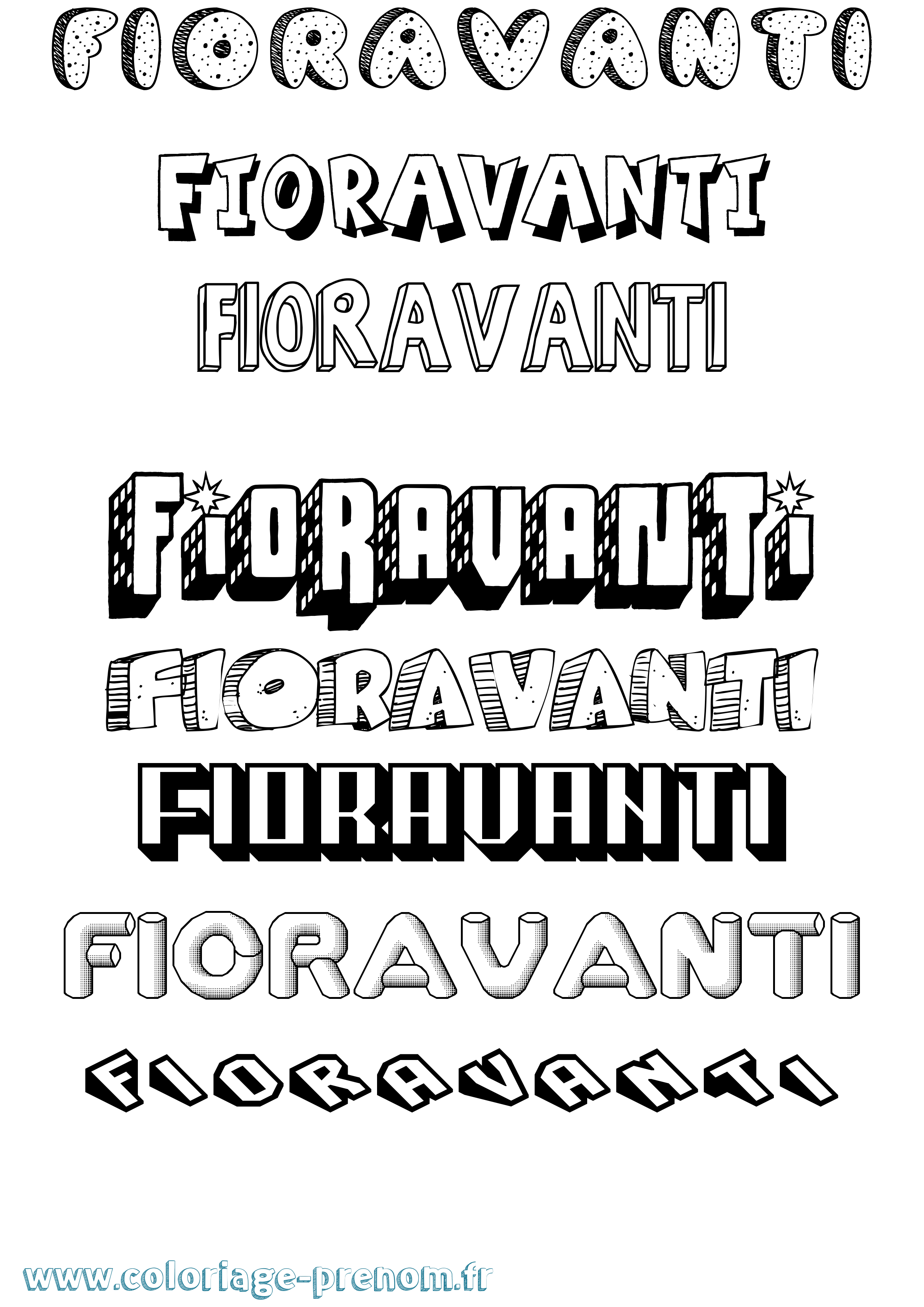 Coloriage Fioravanti Effet 3D Coloriage prénom Fioravanti Effet 3D