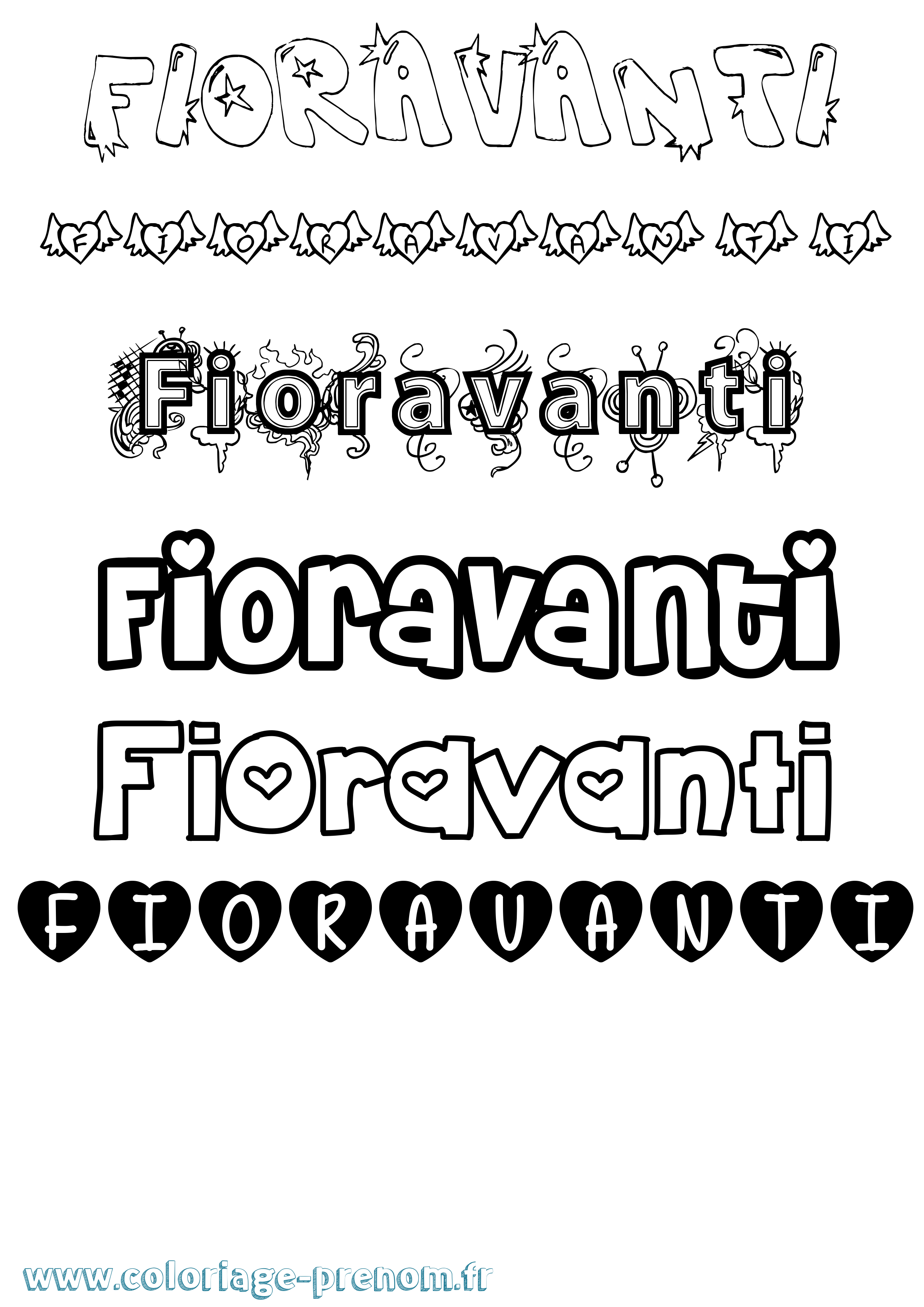 Coloriage Fioravanti Girly Coloriage prénom Fioravanti Girly