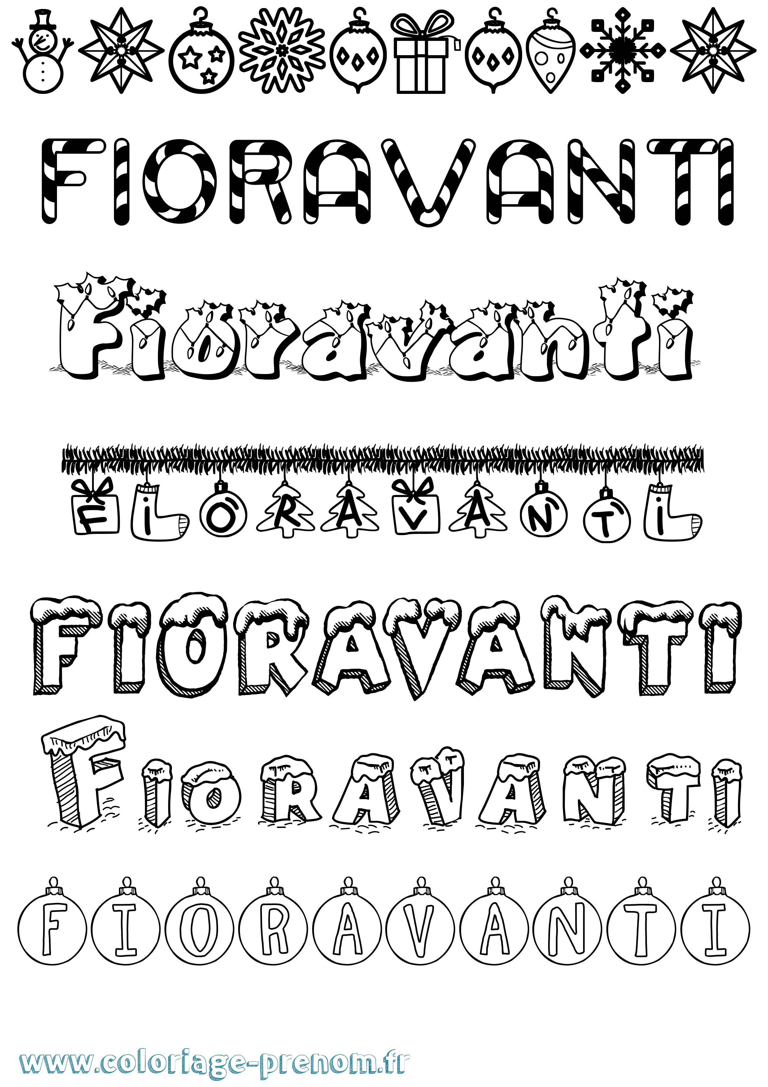 Coloriage Fioravanti Noël Coloriage prénom Fioravanti Noël