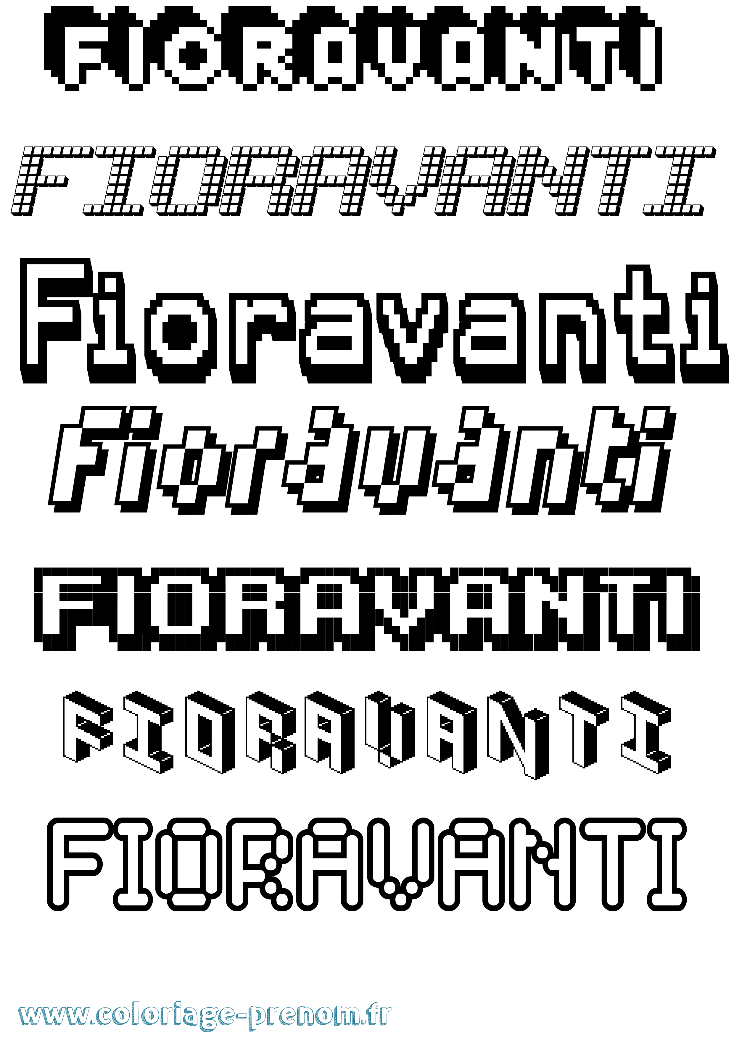 Coloriage Fioravanti Pixel Coloriage prénom Fioravanti Pixel