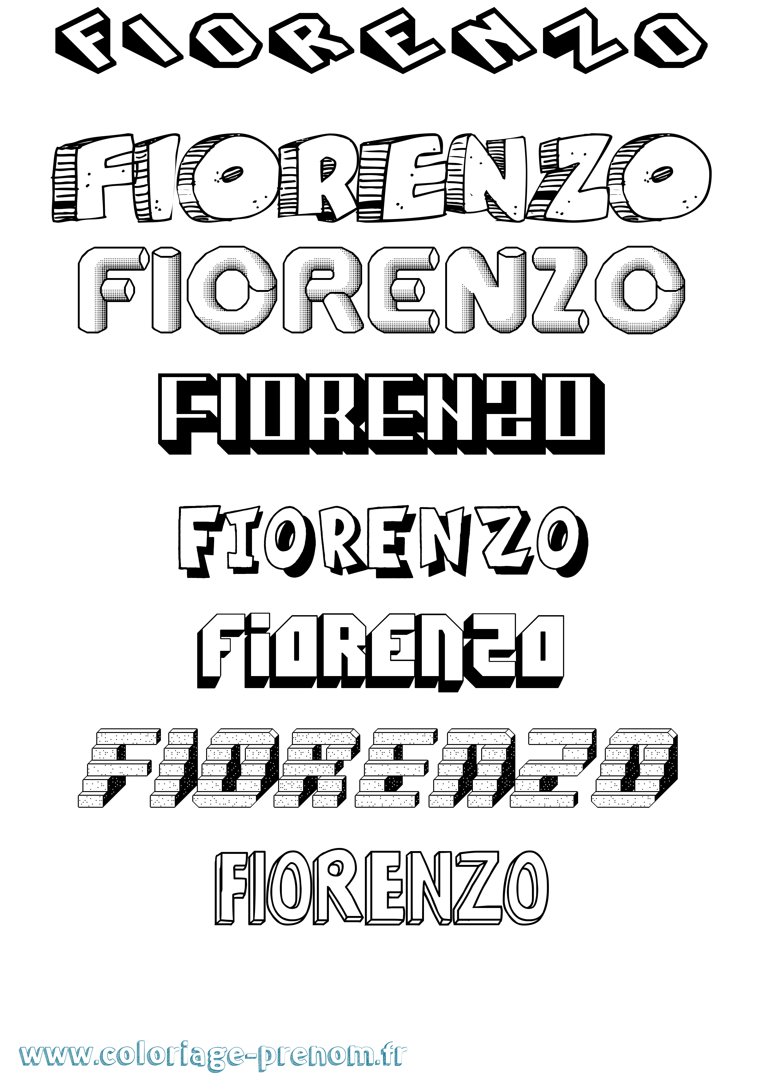 Coloriage Fiorenzo Effet 3D Coloriage prénom Fiorenzo Effet 3D