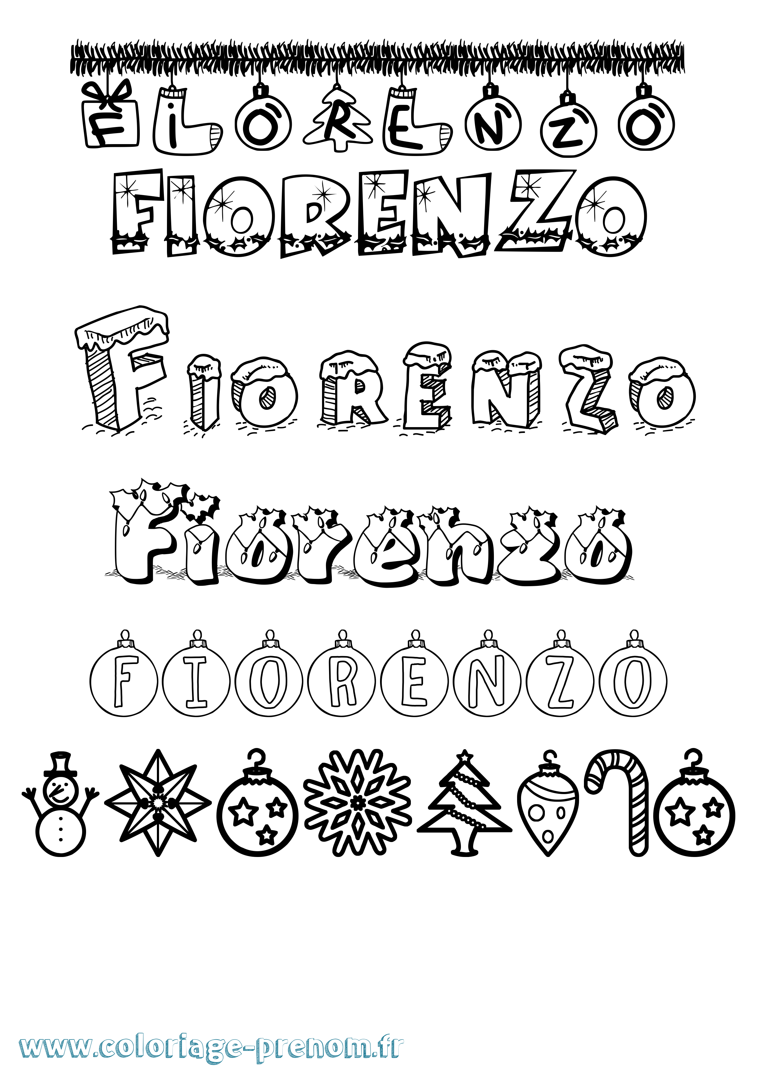 Coloriage Fiorenzo Noël Coloriage prénom Fiorenzo Noël
