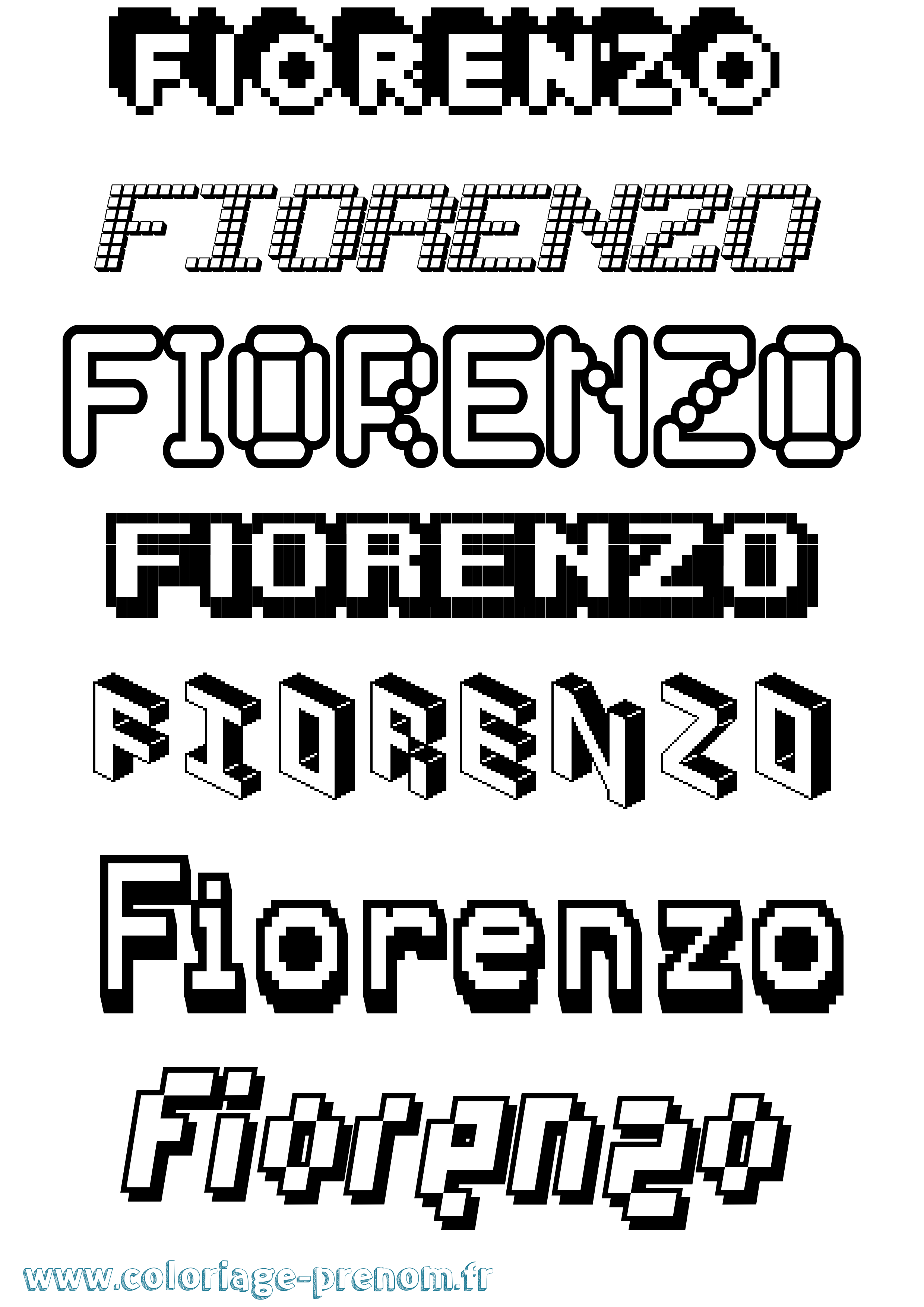 Coloriage Fiorenzo Pixel Coloriage prénom Fiorenzo Pixel