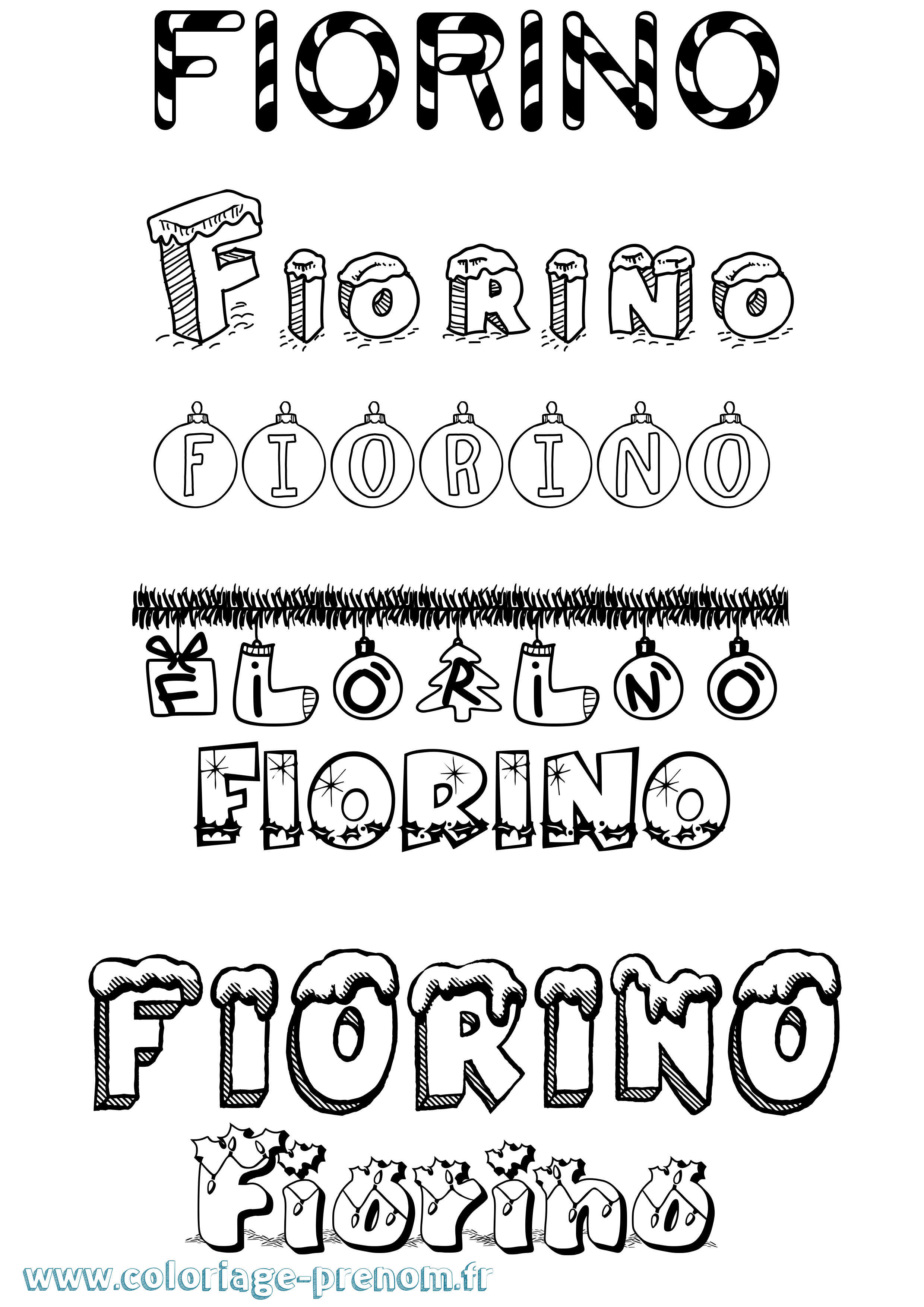 Coloriage Fiorino Noël Coloriage prénom Fiorino Noël