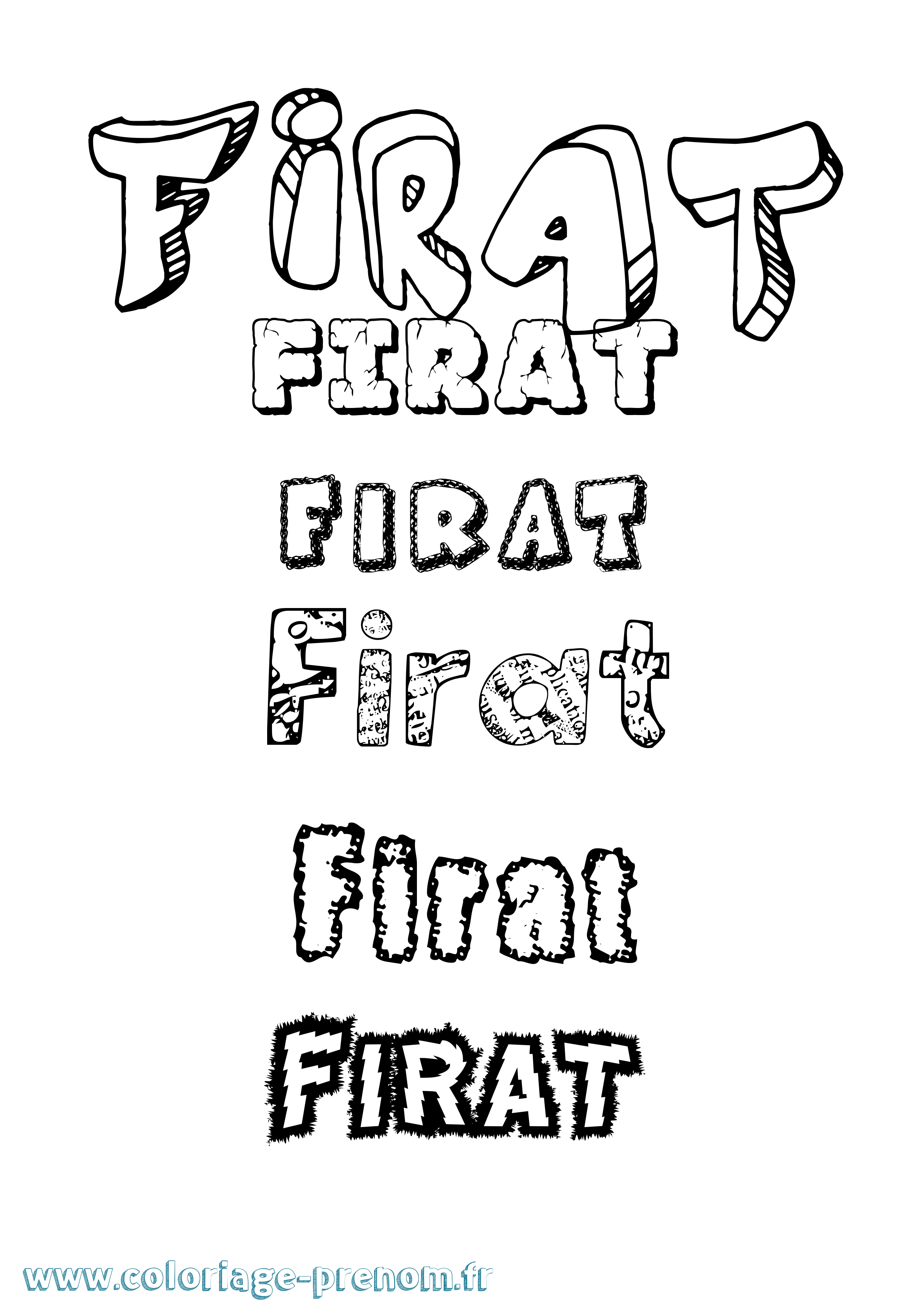Coloriage Firat Destructuré Coloriage prénom Firat Destructuré