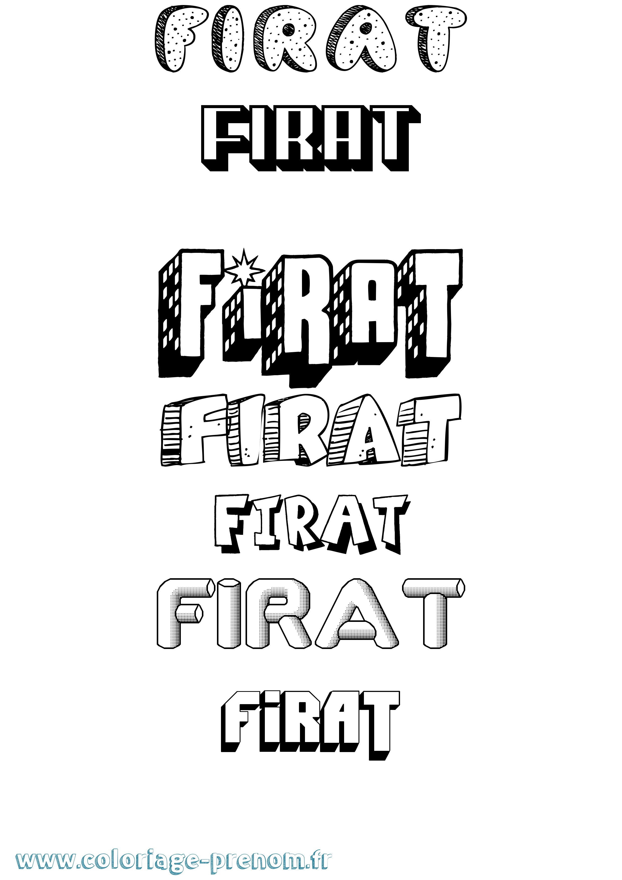 Coloriage Firat Effet 3D Coloriage prénom Firat Effet 3D