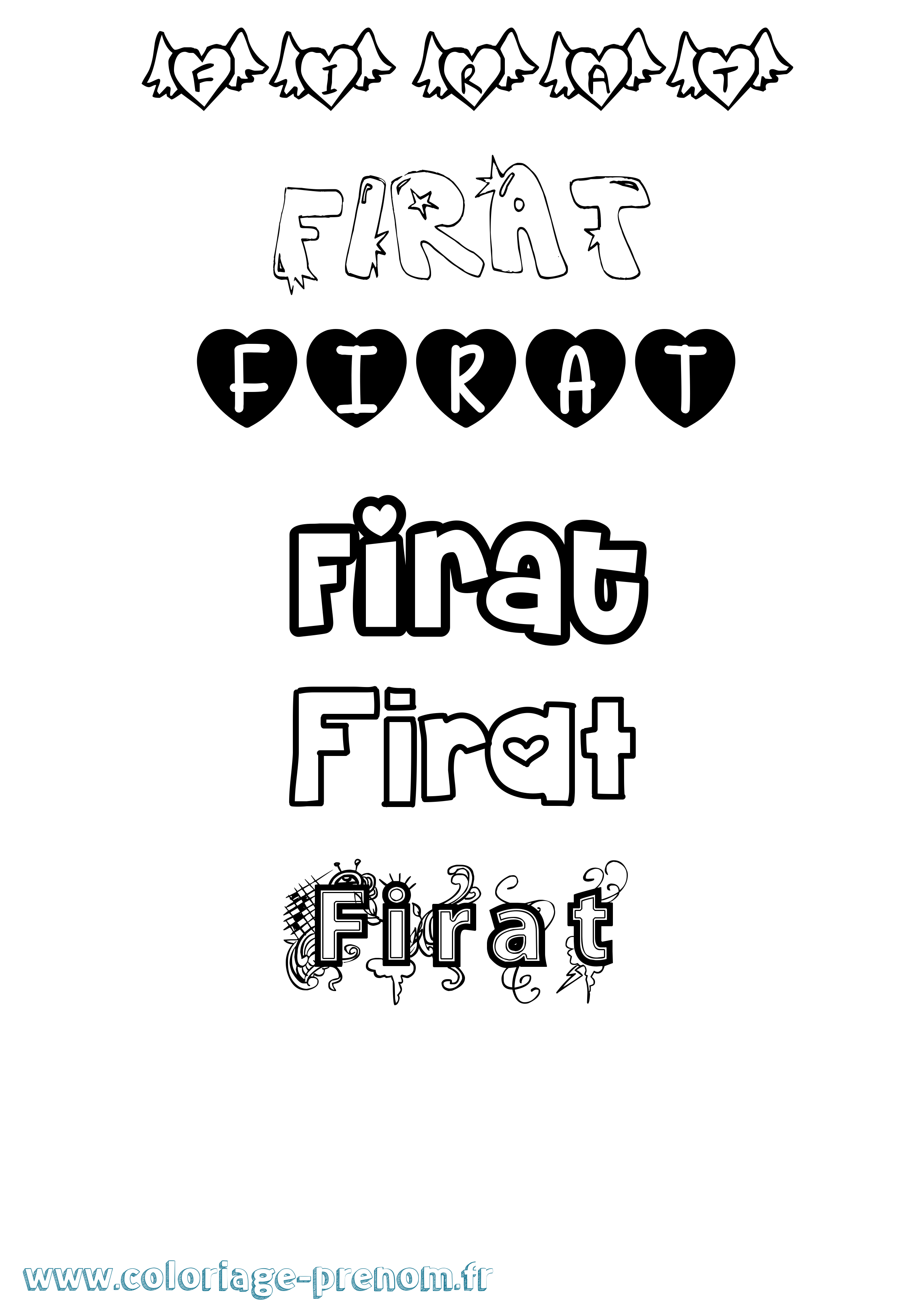 Coloriage Firat Girly Coloriage prénom Firat Girly