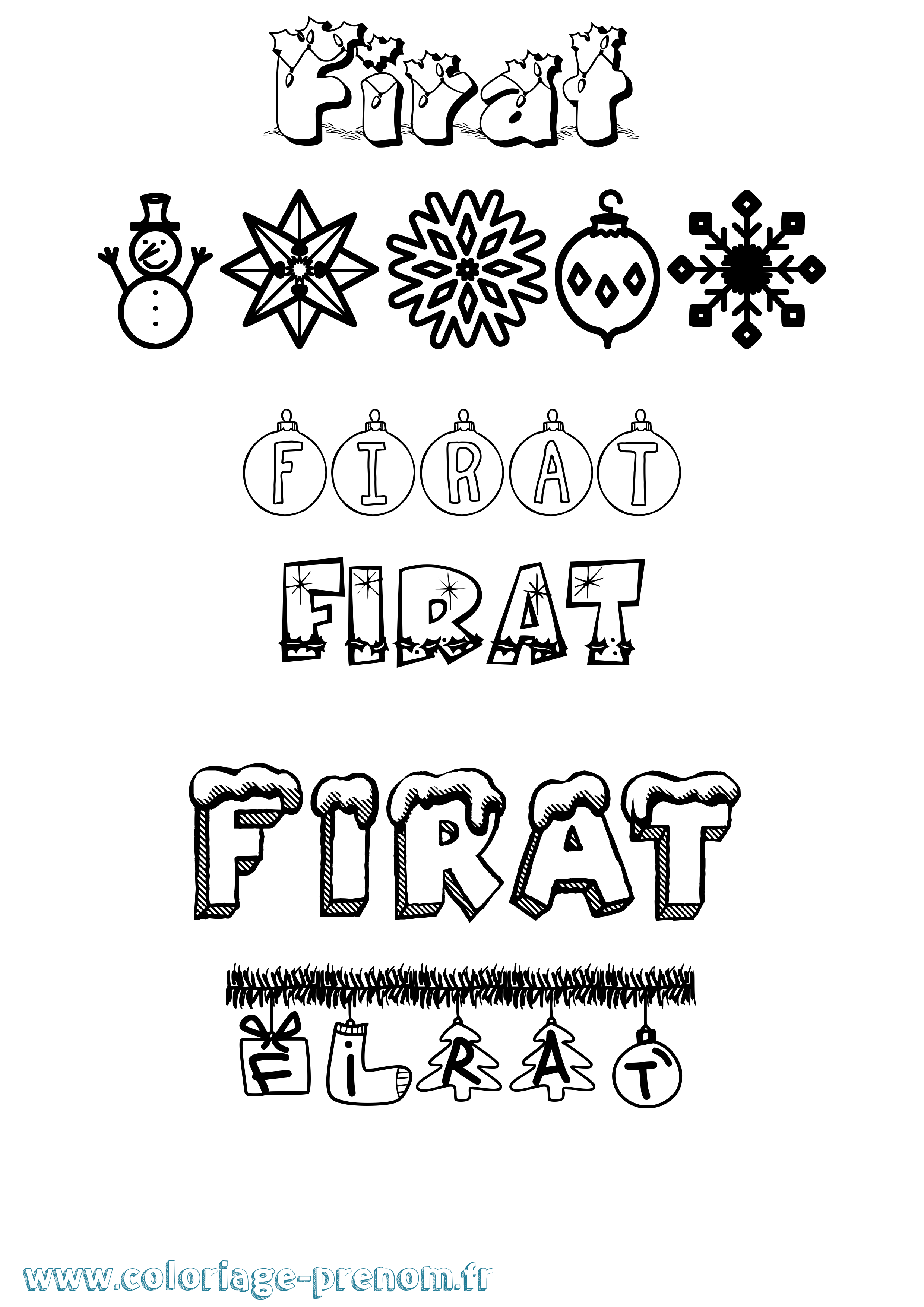 Coloriage Firat Noël Coloriage prénom Firat Noël