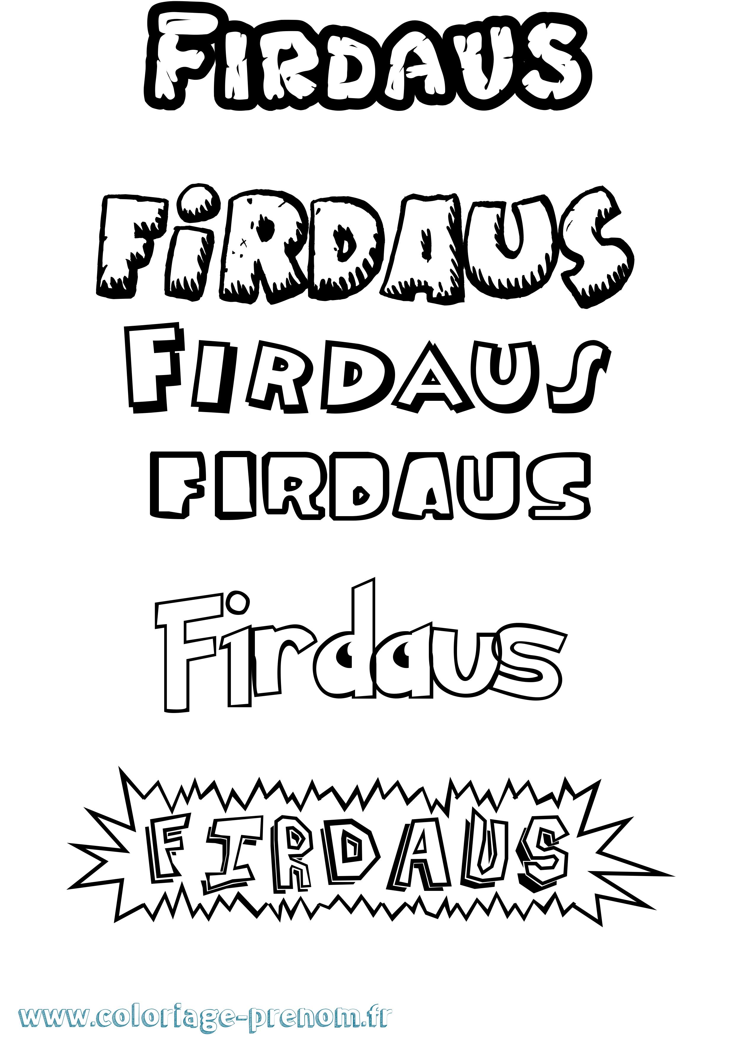 Coloriage Firdaus Dessin Animé Coloriage prénom Firdaus Dessin Animé