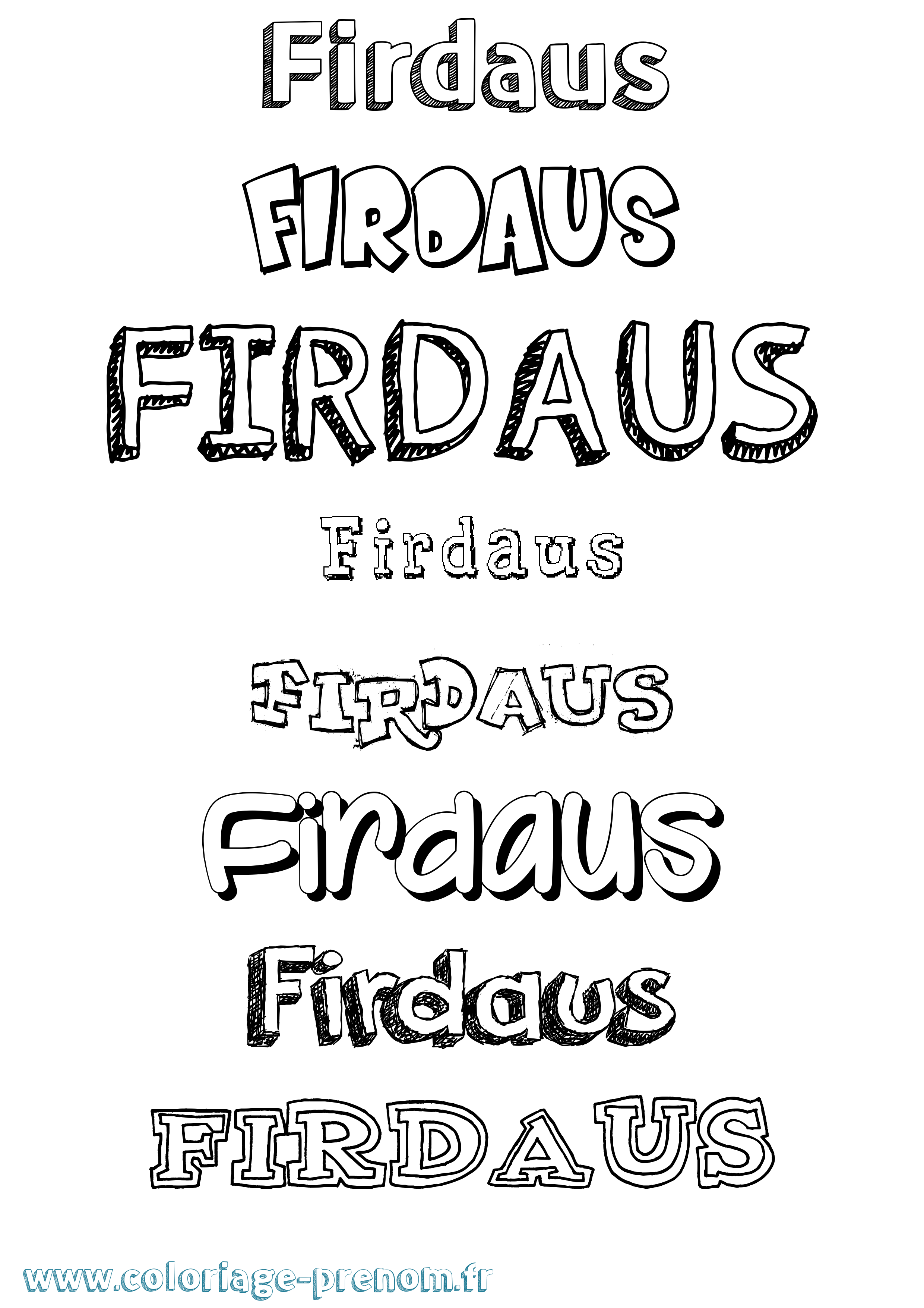 Coloriage Firdaus Dessiné Coloriage prénom Firdaus Dessiné
