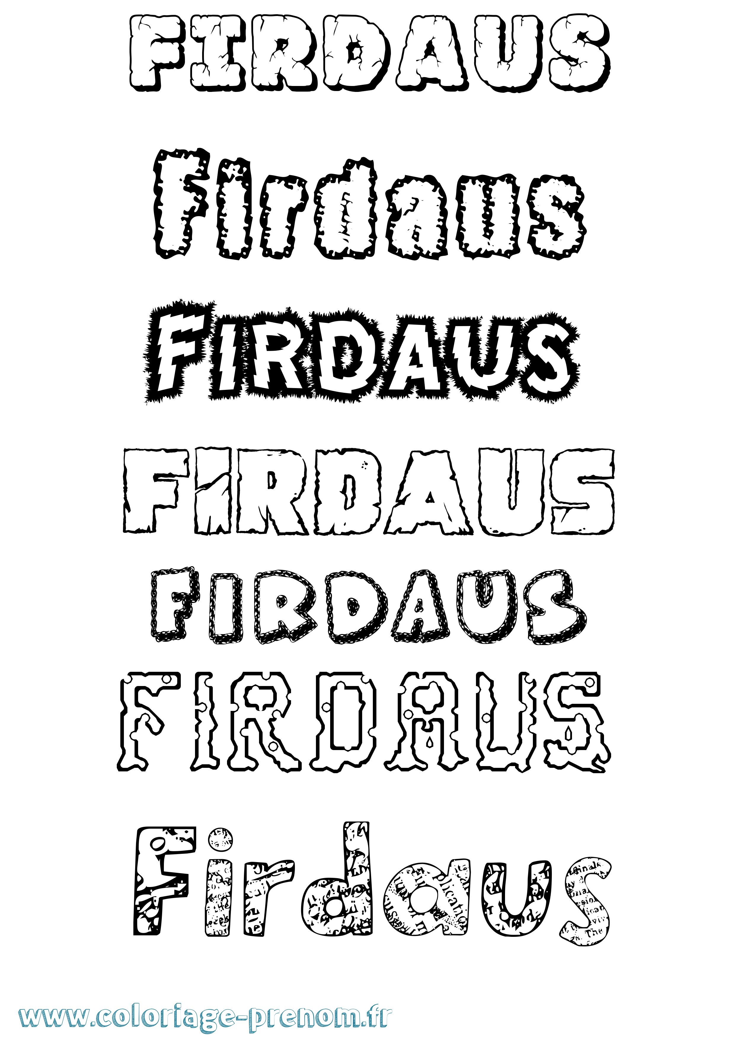 Coloriage Firdaus Destructuré Coloriage prénom Firdaus Destructuré