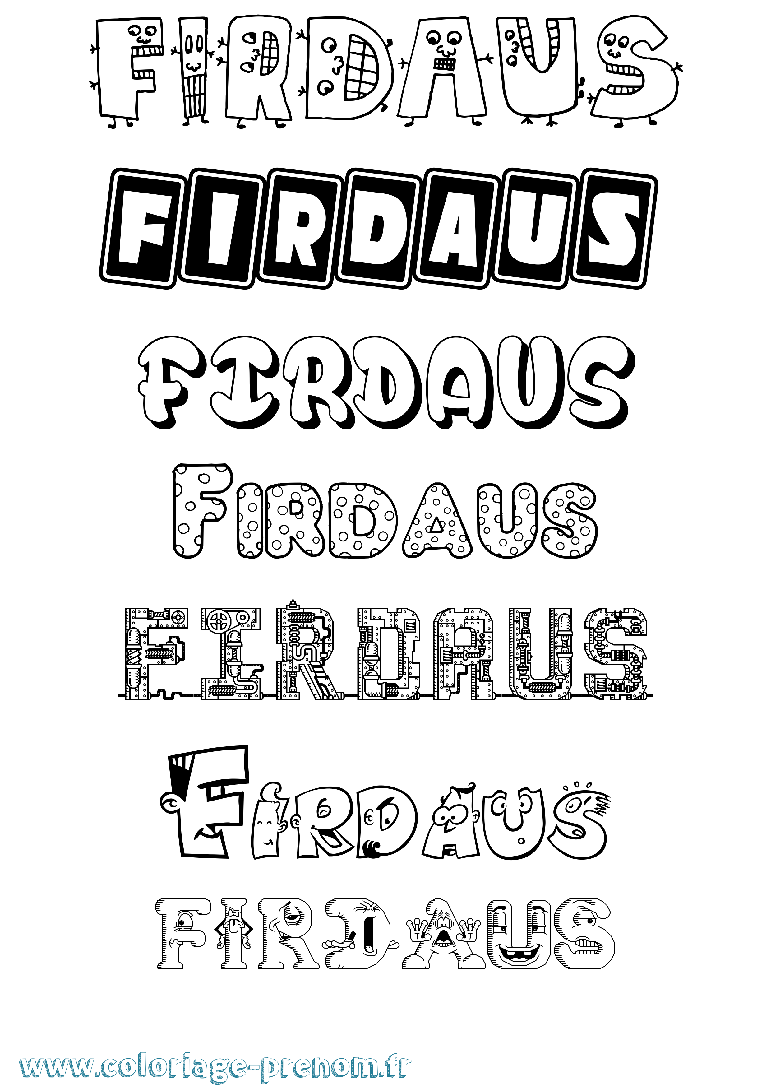 Coloriage Firdaus Fun Coloriage prénom Firdaus Fun
