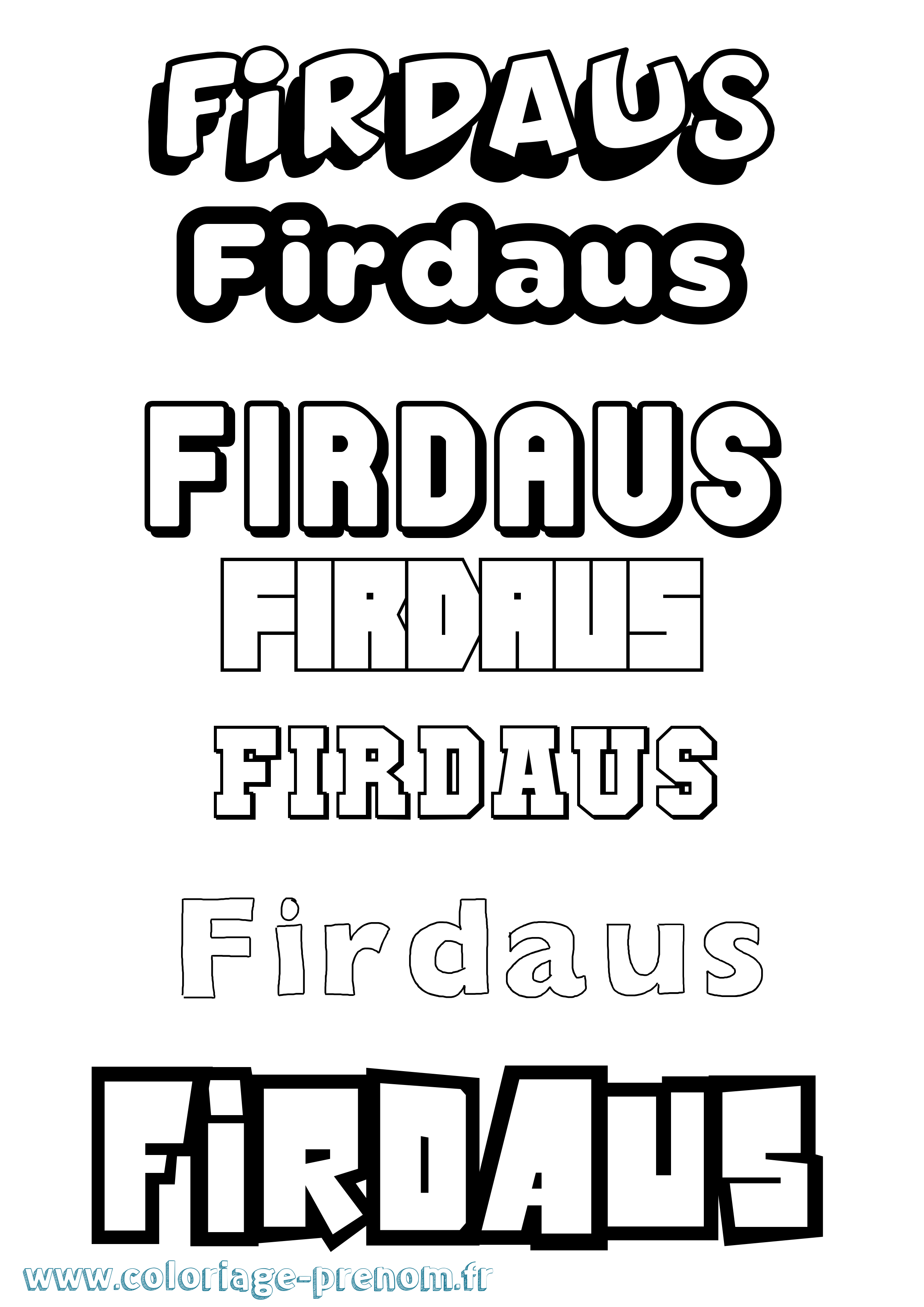 Coloriage Firdaus Simple Coloriage prénom Firdaus Simple