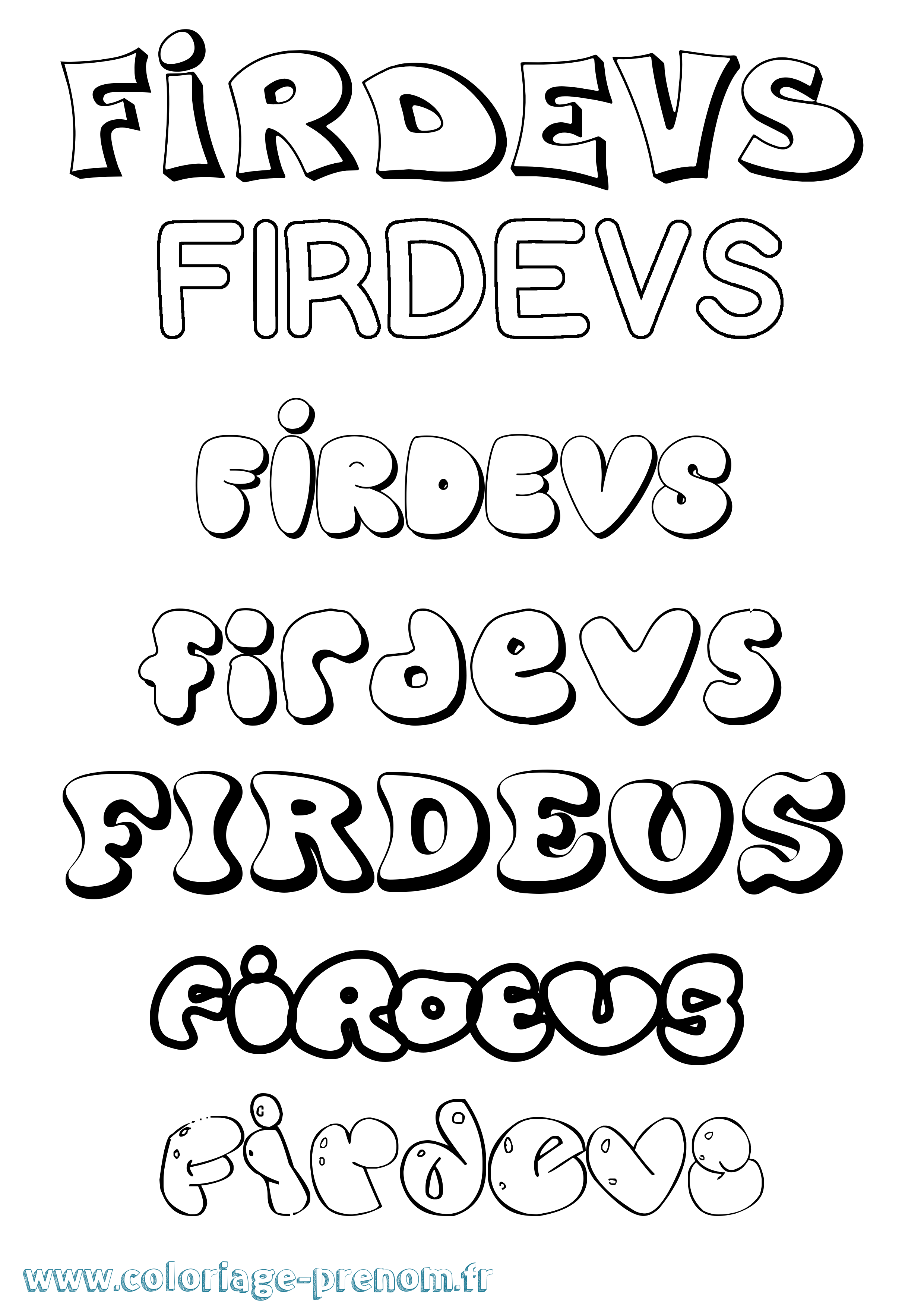 Coloriage Firdevs Bubble Coloriage prénom Firdevs Bubble
