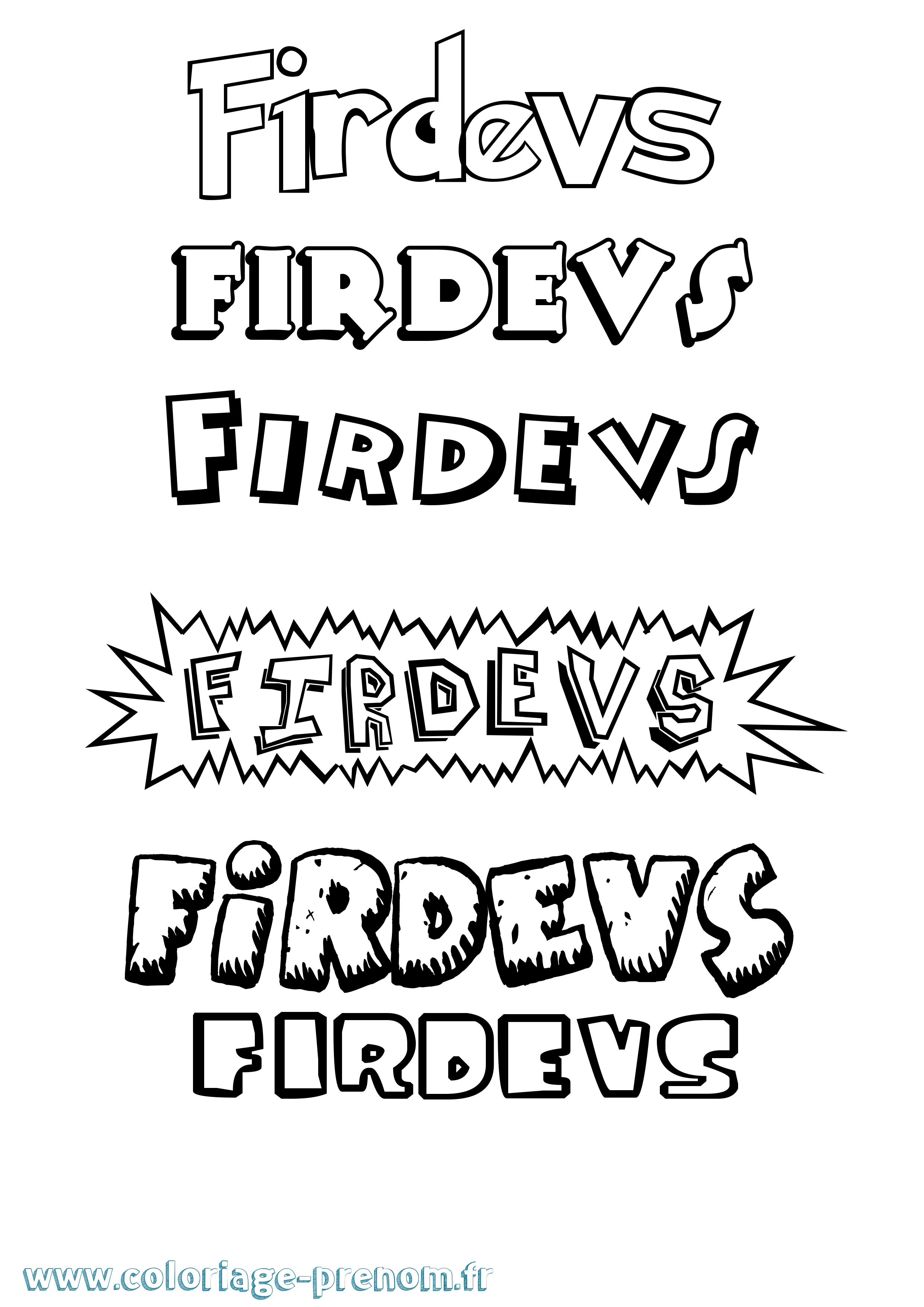 Coloriage Firdevs Dessin Animé Coloriage prénom Firdevs Dessin Animé