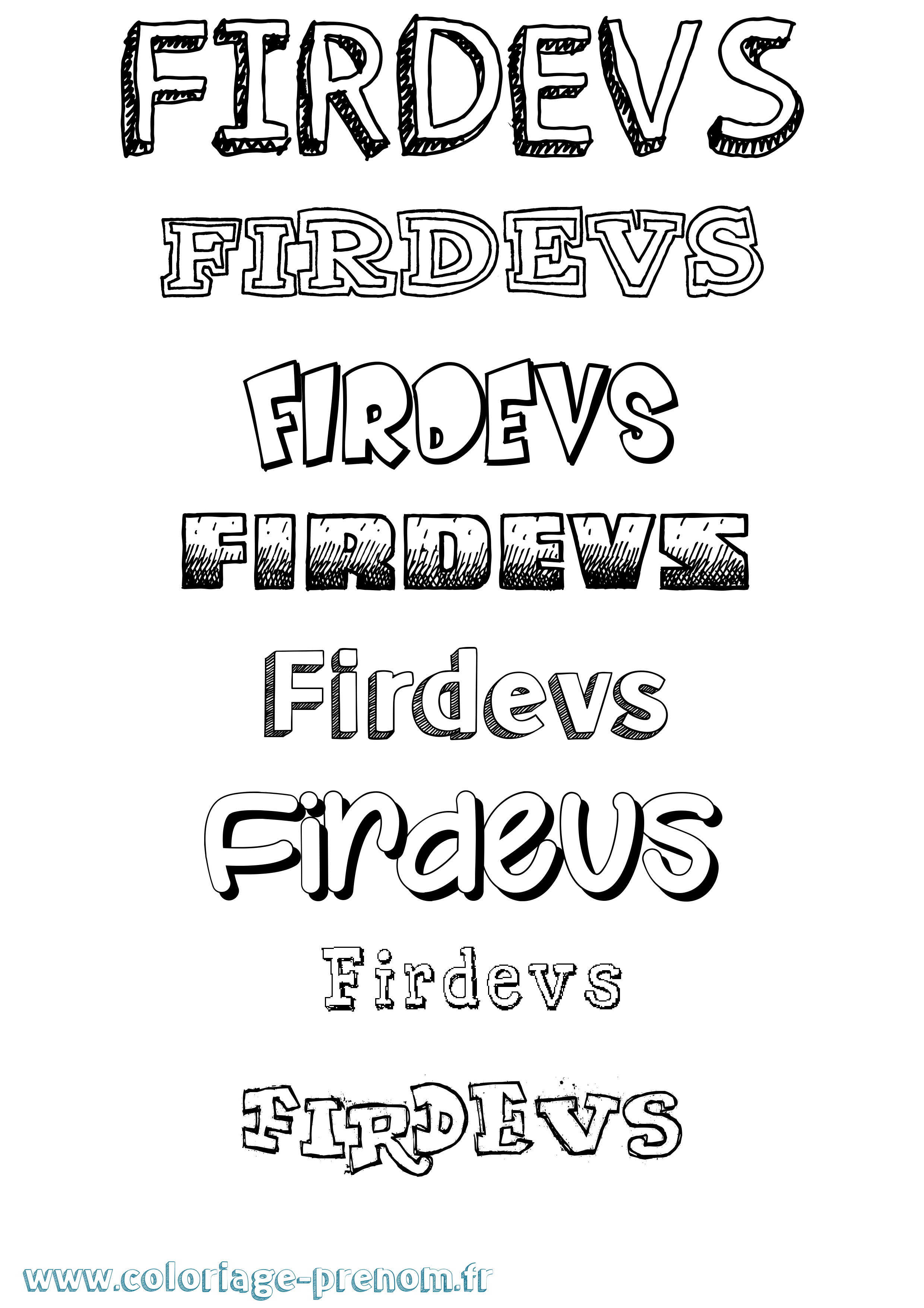 Coloriage Firdevs Dessiné Coloriage prénom Firdevs Dessiné