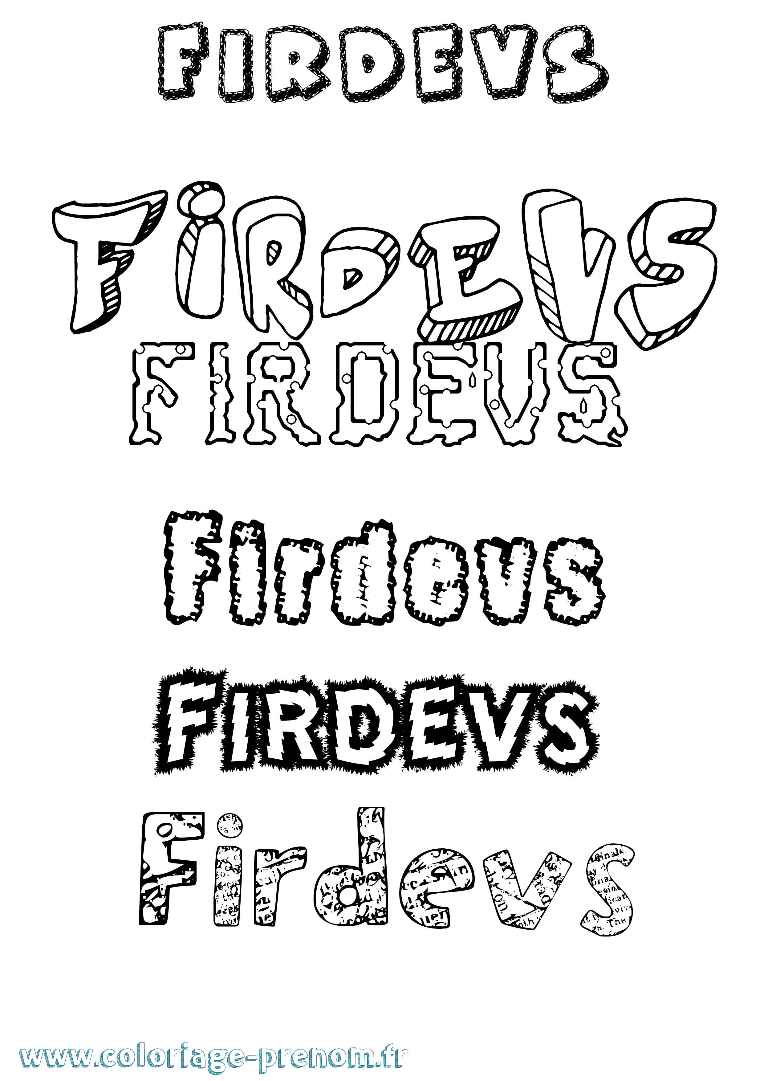 Coloriage Firdevs Destructuré Coloriage prénom Firdevs Destructuré