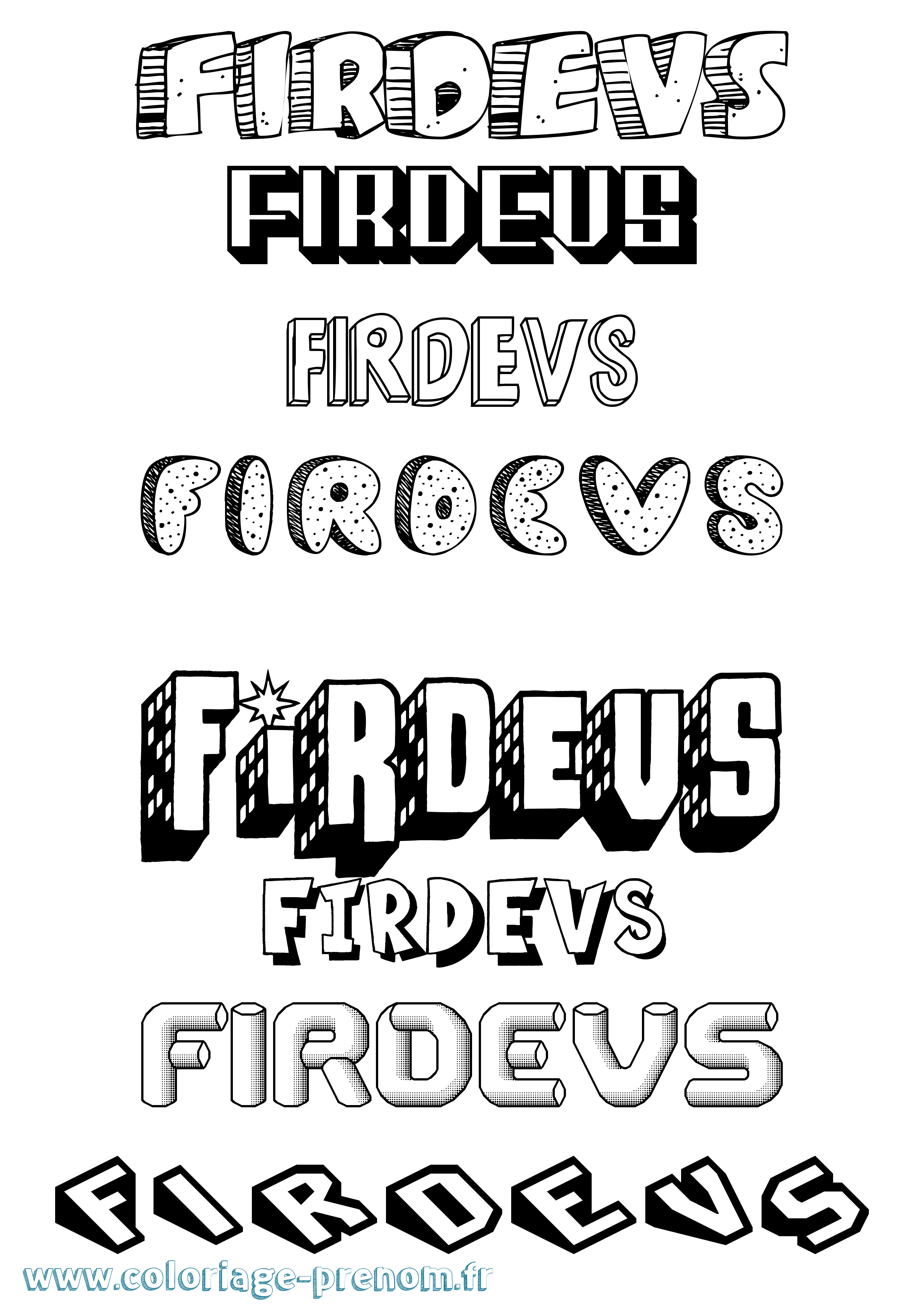 Coloriage Firdevs Effet 3D Coloriage prénom Firdevs Effet 3D