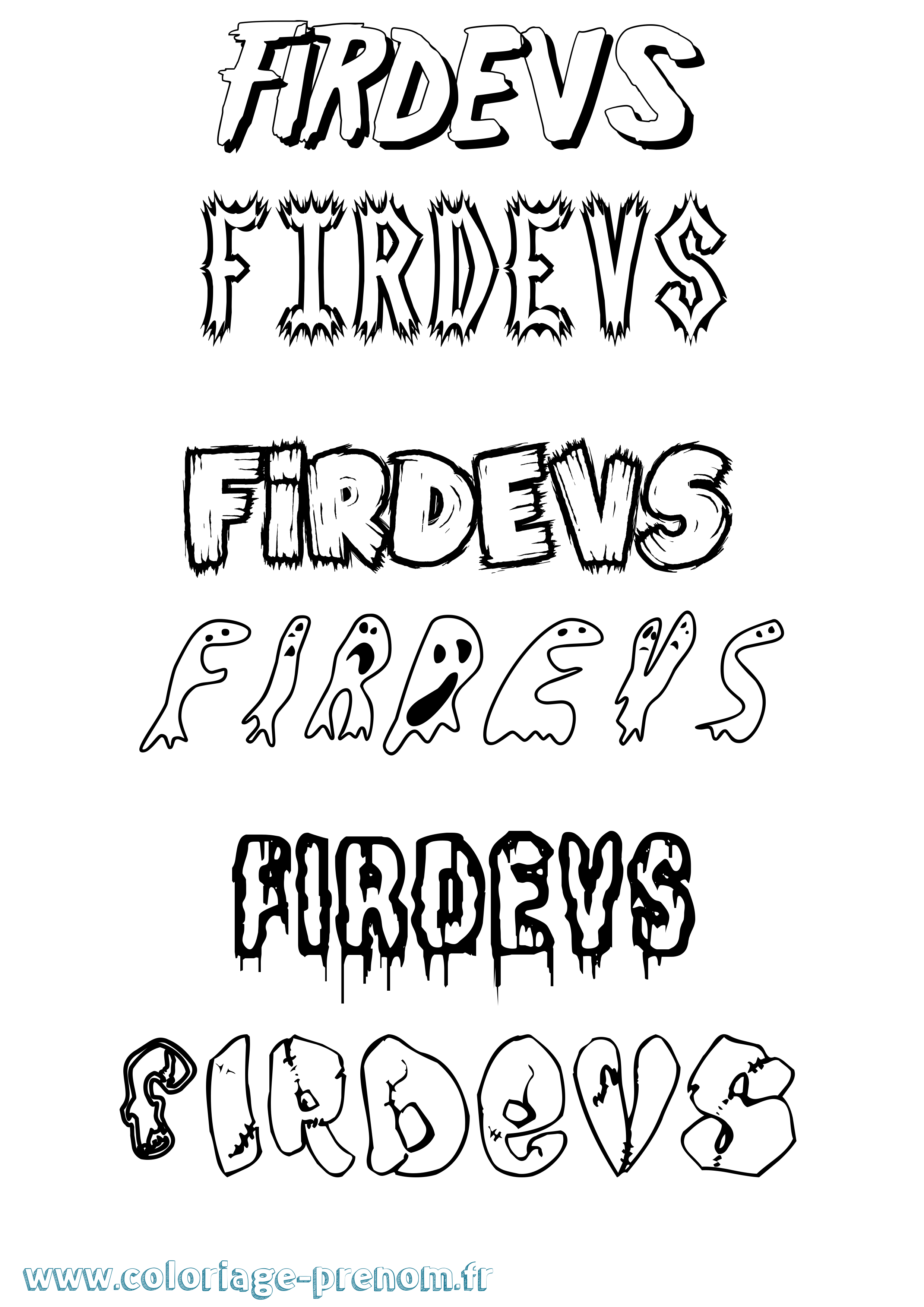 Coloriage Firdevs Frisson Coloriage prénom Firdevs Frisson