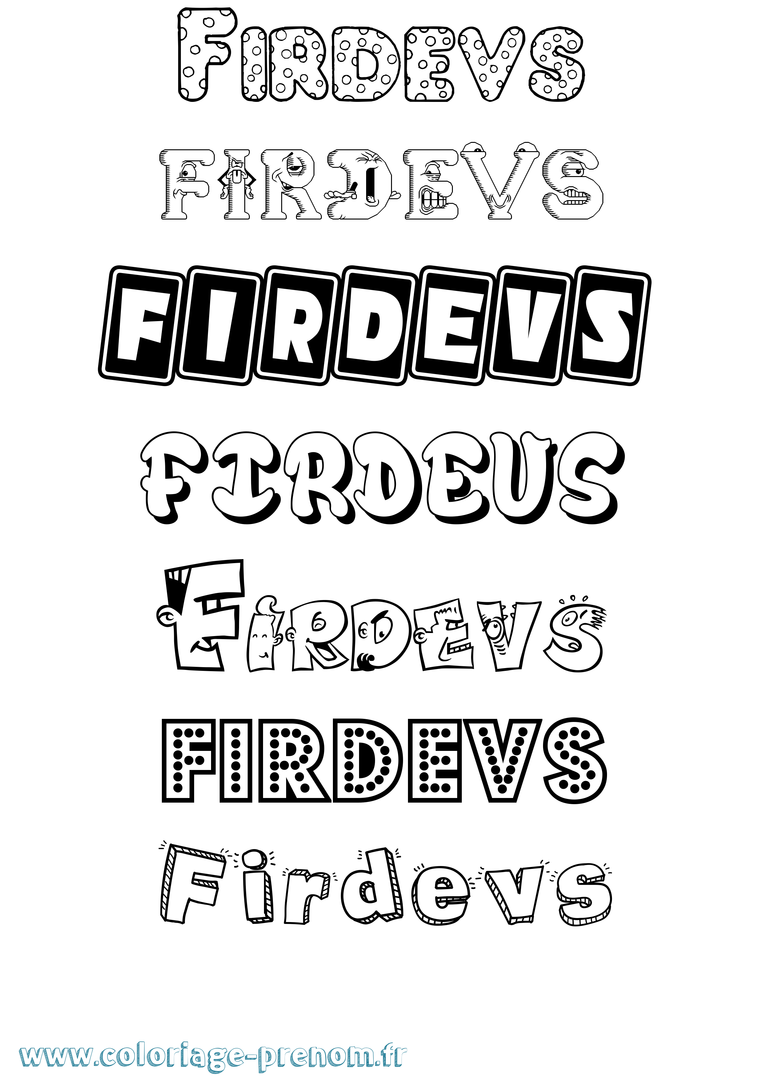 Coloriage Firdevs Fun Coloriage prénom Firdevs Fun