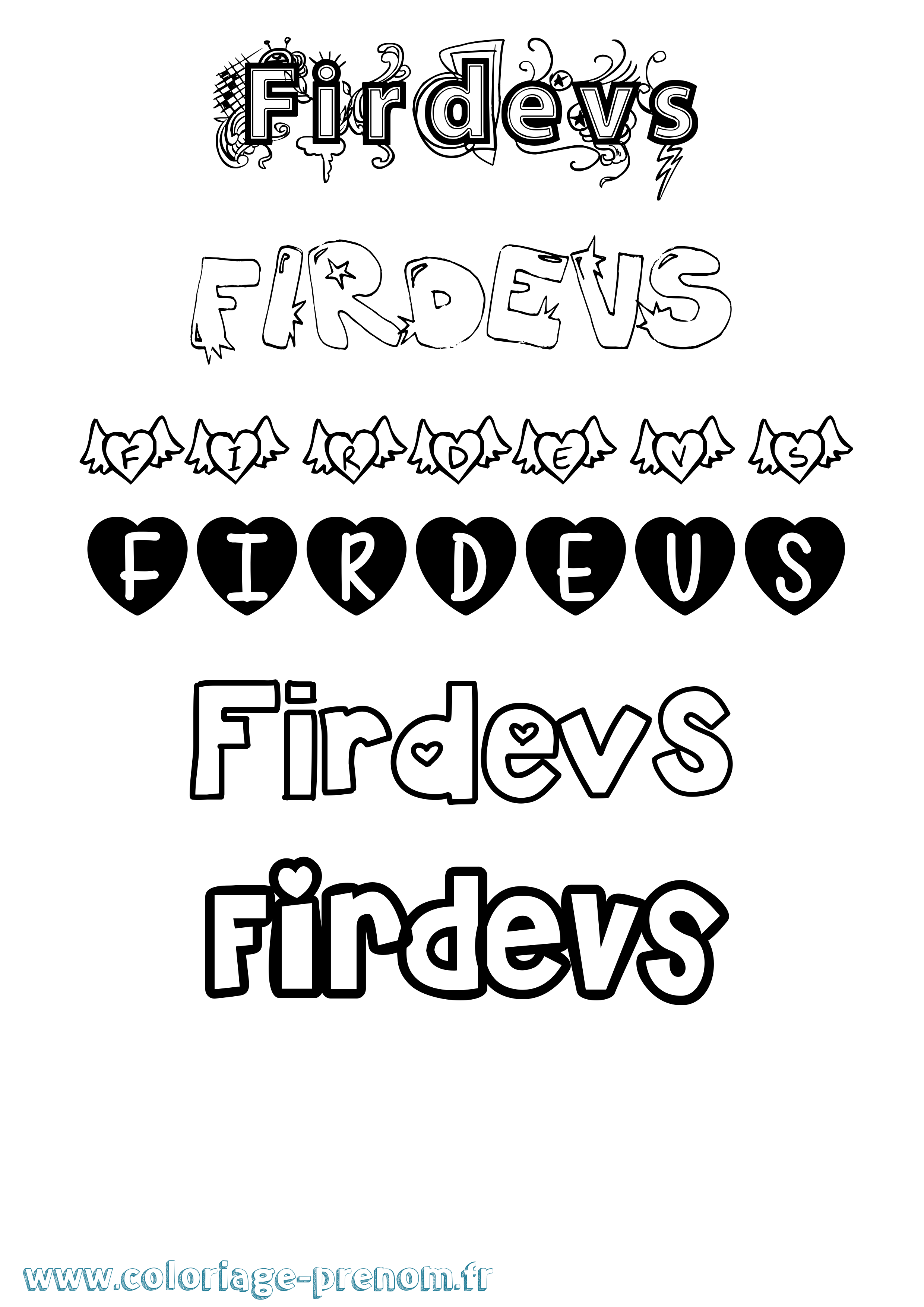 Coloriage Firdevs Girly Coloriage prénom Firdevs Girly