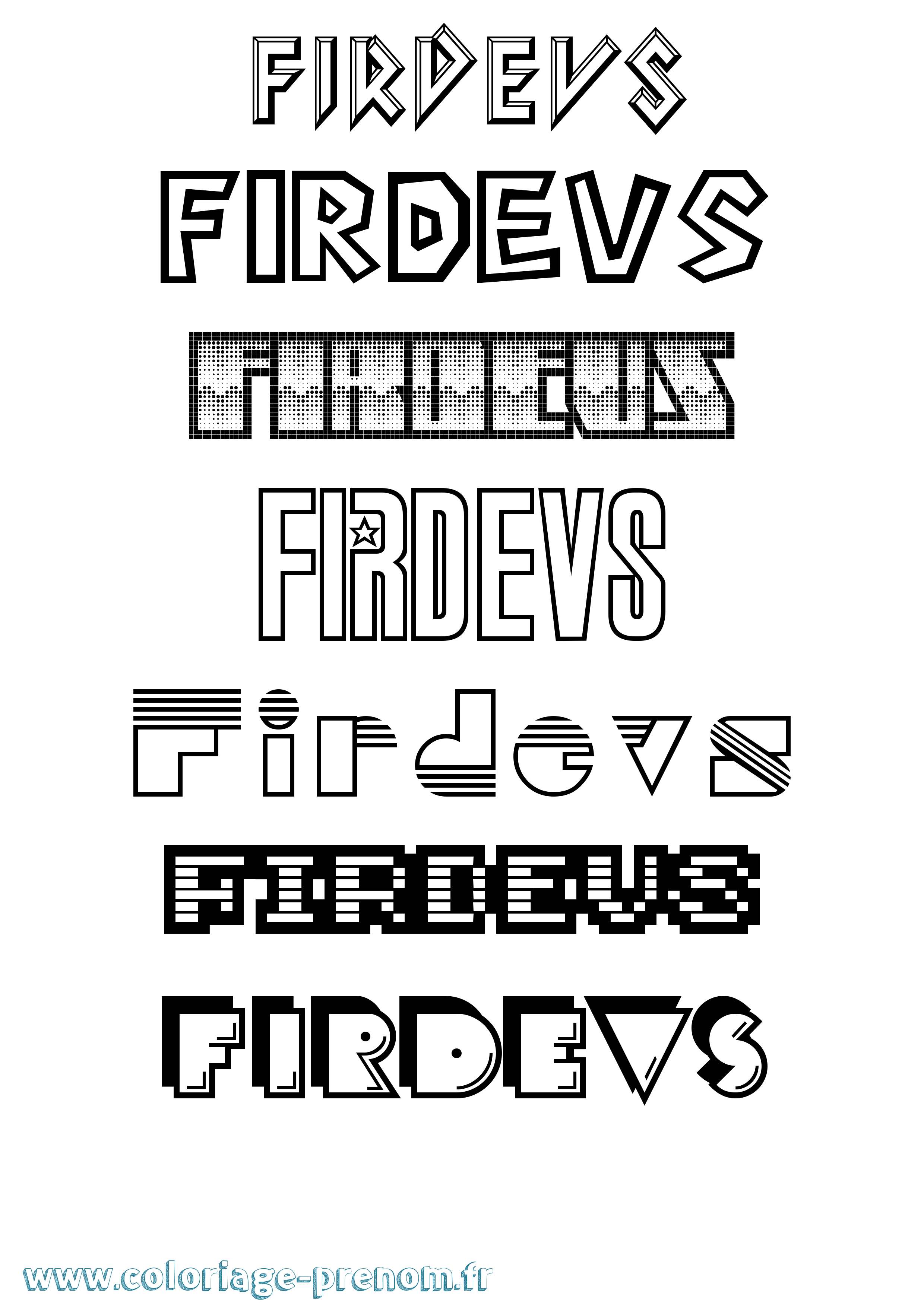 Coloriage Firdevs Jeux Vidéos Coloriage prénom Firdevs Jeux Vidéos